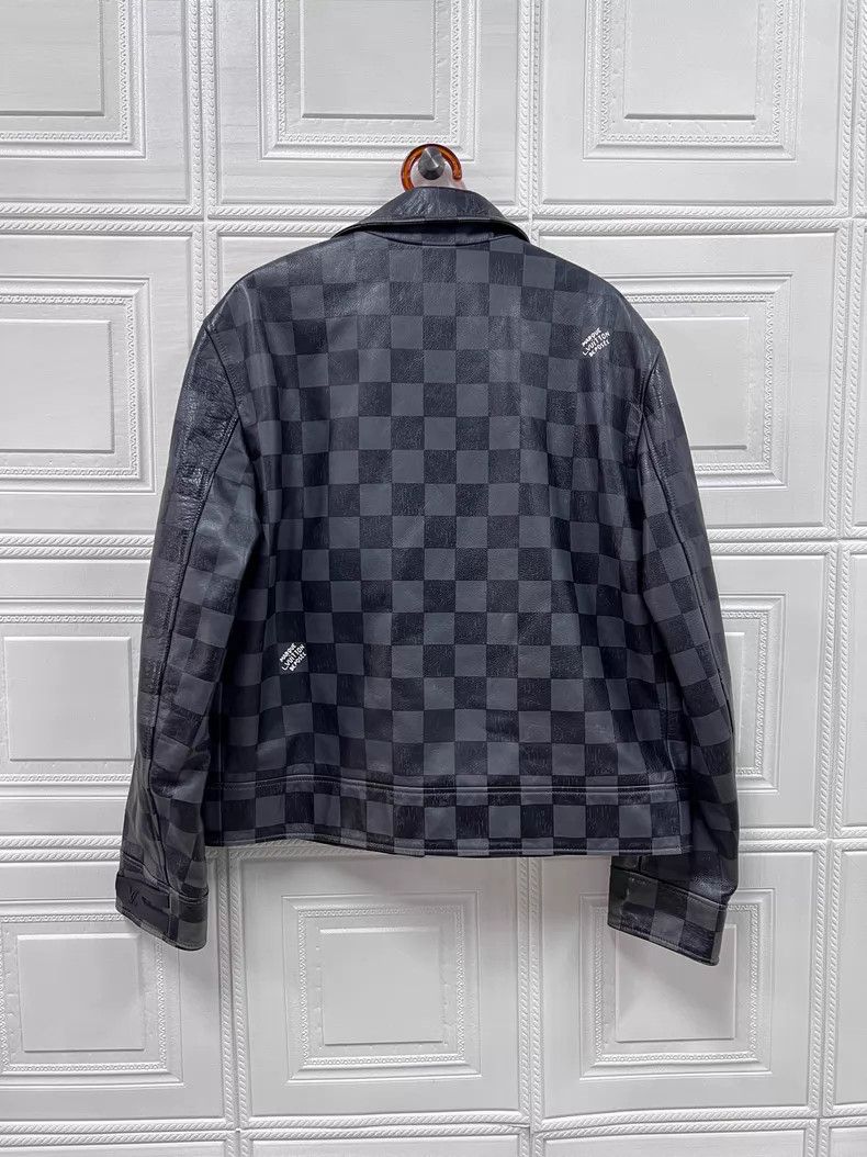 Louis Vuitton Louis Vuitton All-cowhide lapel checkerboard leather jacke Size US L / EU 52-54 / 3 - 2 Thumbnail
