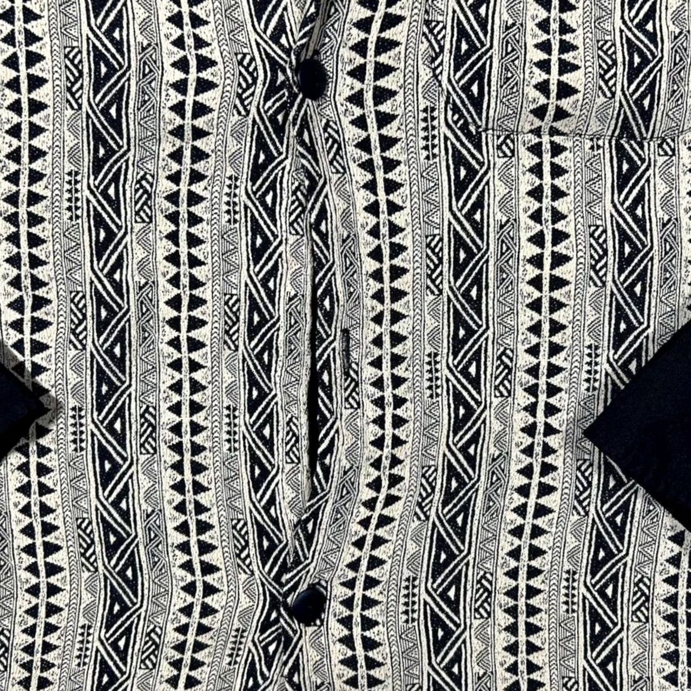 Vintage Vintage Systeme Nouveau Black Beige Abstract Patterned Long Sleeve Viscose Shirt Large Mens Button-Up Size US L / EU 52-54 / 3 - 4 Thumbnail