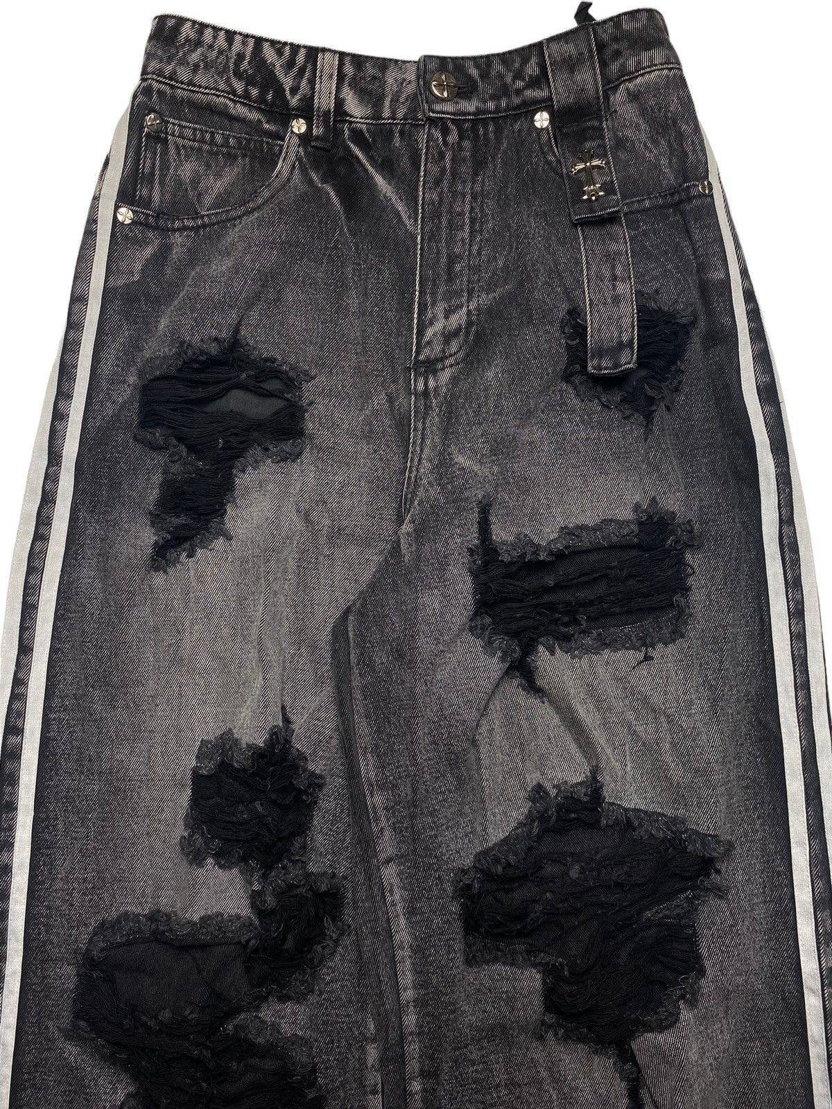 If Six Was Nine × Japanese Brand × Le Grande Bleu (L.G.B.) Kimss Studio - Slashed Double Stripe Denim Size US 29 - 3 Thumbnail
