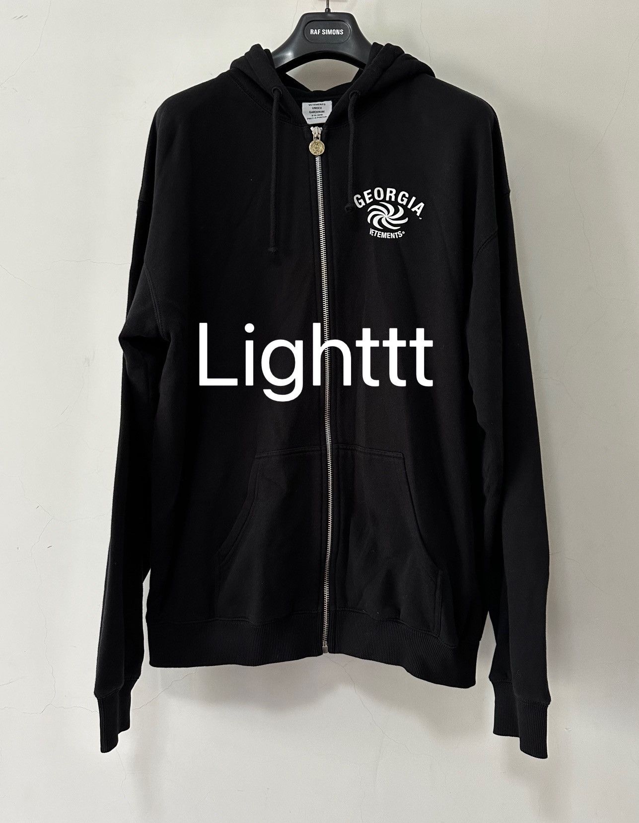 image of Vetements Georgia Zip Hoodie in Black, Men's (Size Small)