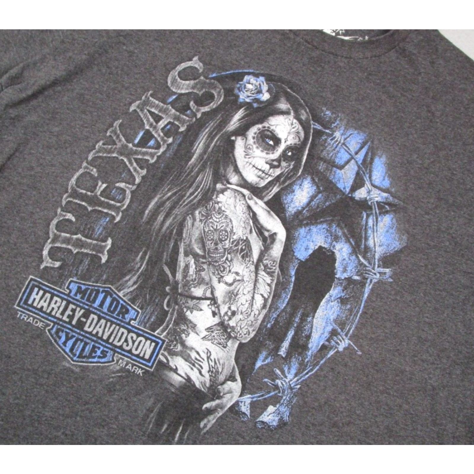 Harley Davidson Harley-Davidson Shirt Mens 2XL Gray Dallas Texas Double Sided Tattoo Girl Shirt Mens 2XL Gray Size US XXL / EU 58 / 5 - 2 Thumbnail