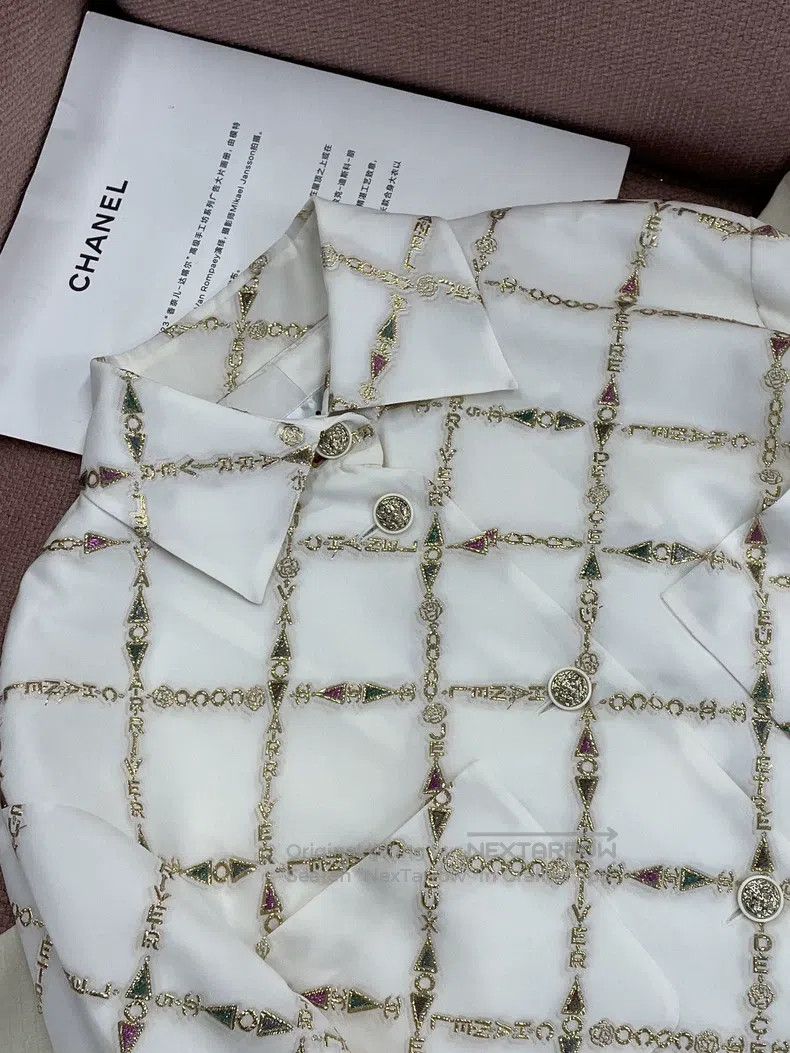 Chanel Chanel 22B white gold diamond checkered letter thin shirt Size XS / US 0-2 / IT 36-38 - 2 Thumbnail