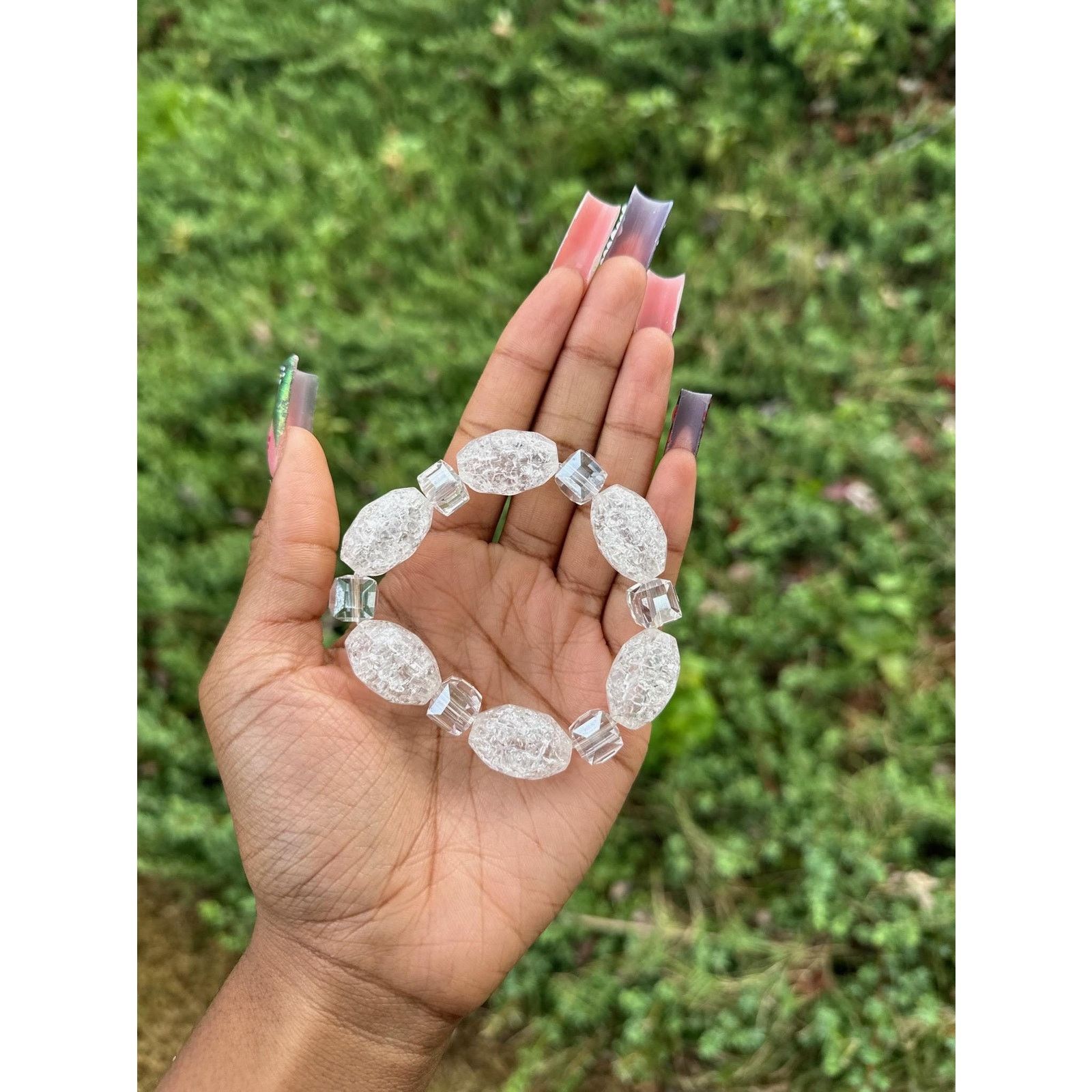 Nialaya Handmade monchrome clear tribal bracelets from Ghana Size ONE SIZE - 2 Thumbnail