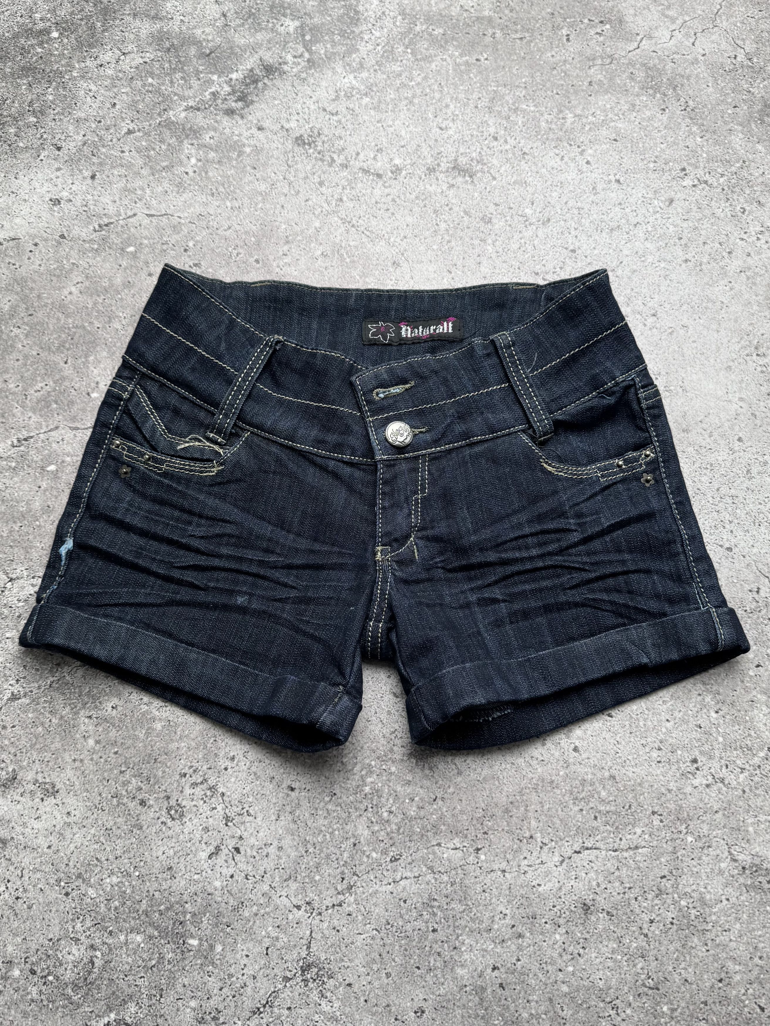 Vintage Vintage Dark Shorts Low Rise Rolled Hem Casual Jean Shorts Size 25" / US 0 / IT 36 - 1 Thumbnail