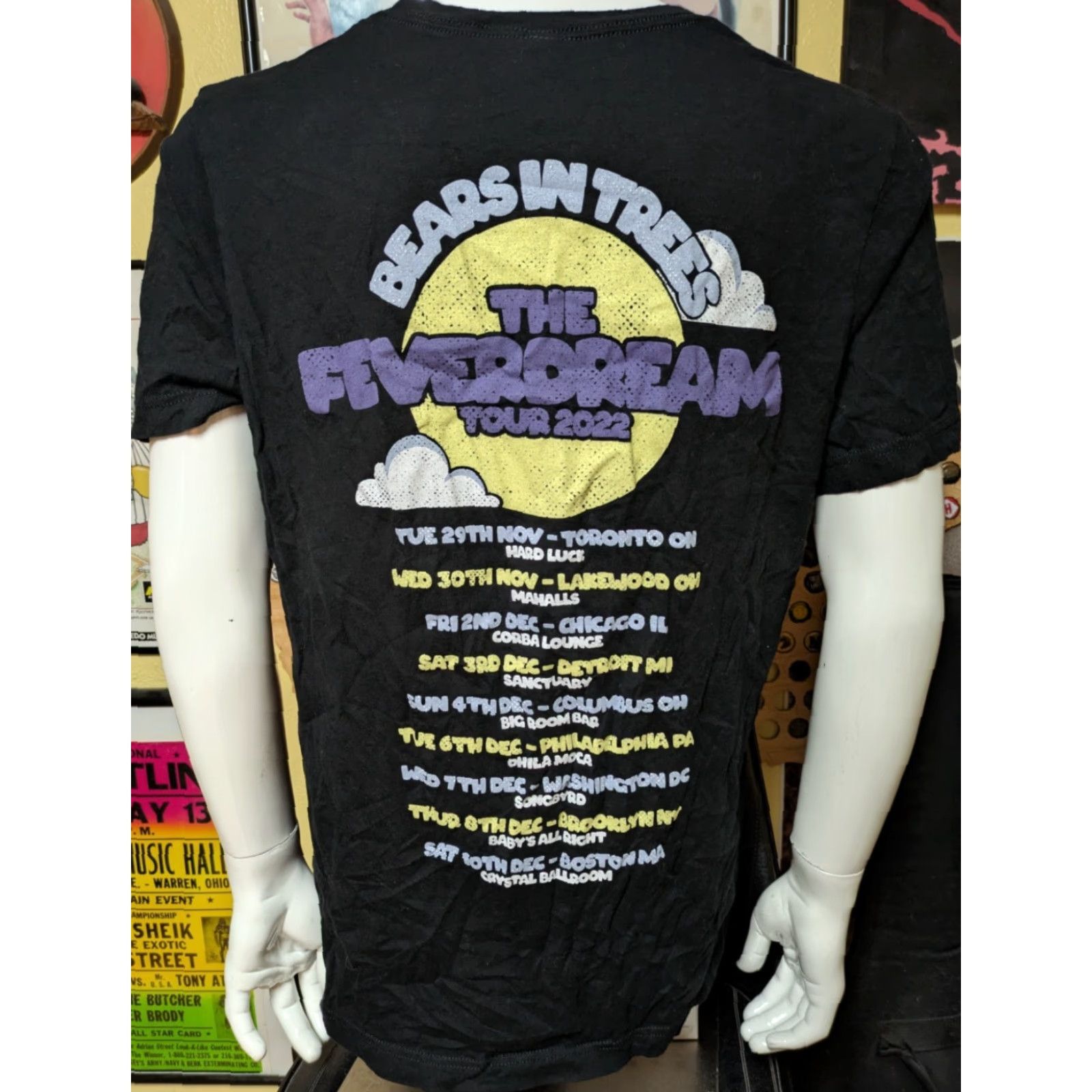 Vintage VINTAGE Bears In Trees Feverdream 2022 Signed Tour Concert T Shirt XL UK Indie Rock Mens Canvas 100% Cotton Short Sleeve Crew Neck Graphic Tee Black Size US XL / EU 56 / 4 - 3 Thumbnail