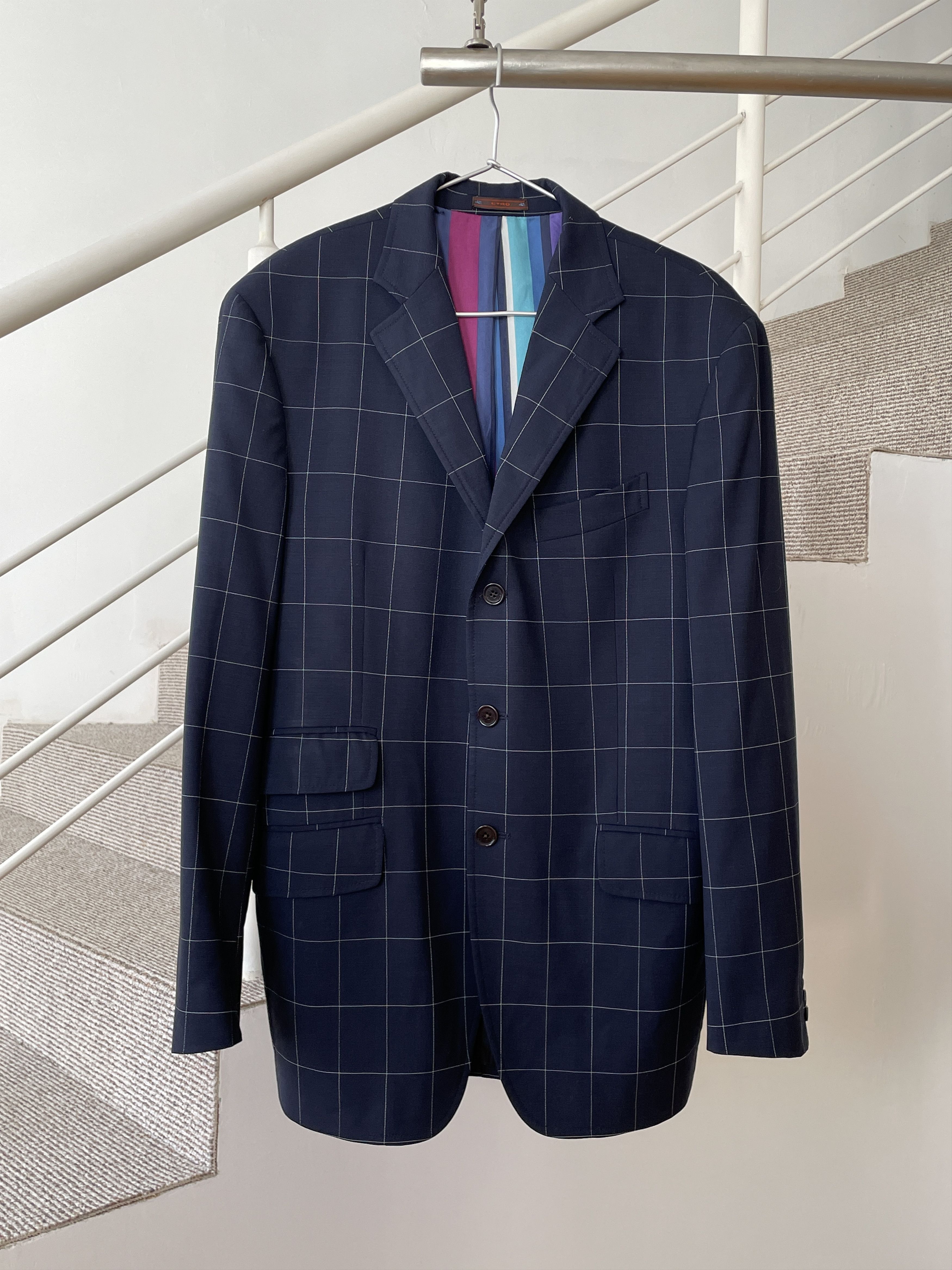 Etro ETRO Jacket Coat Blazer Trousers Suit Plaid Wool A7923 Size 40R - 3 Thumbnail