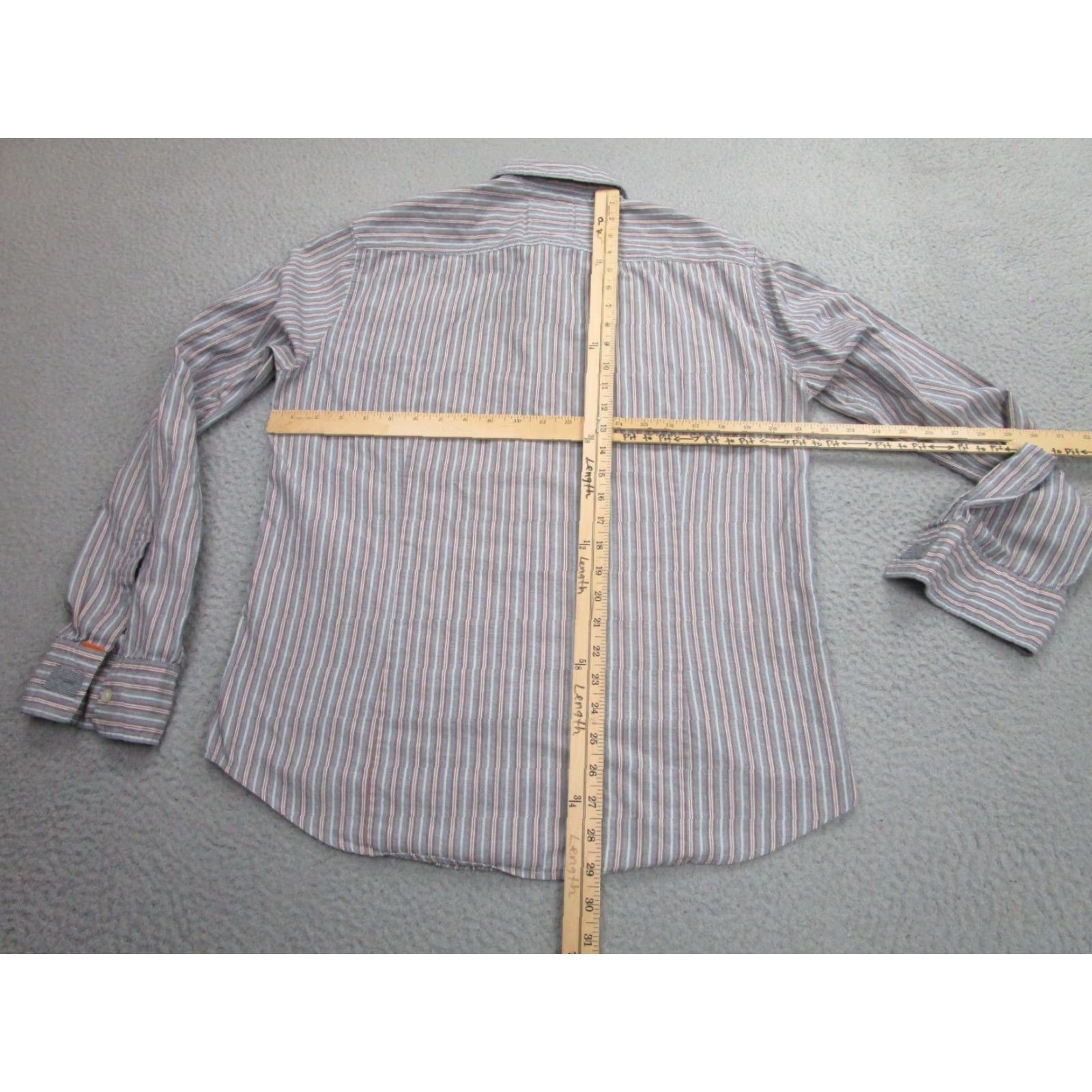 Vintage BOSS Orange Button-Up Shirt Mens L Casual Blue Striped Western Size US L / EU 52-54 / 3 - 2 Thumbnail