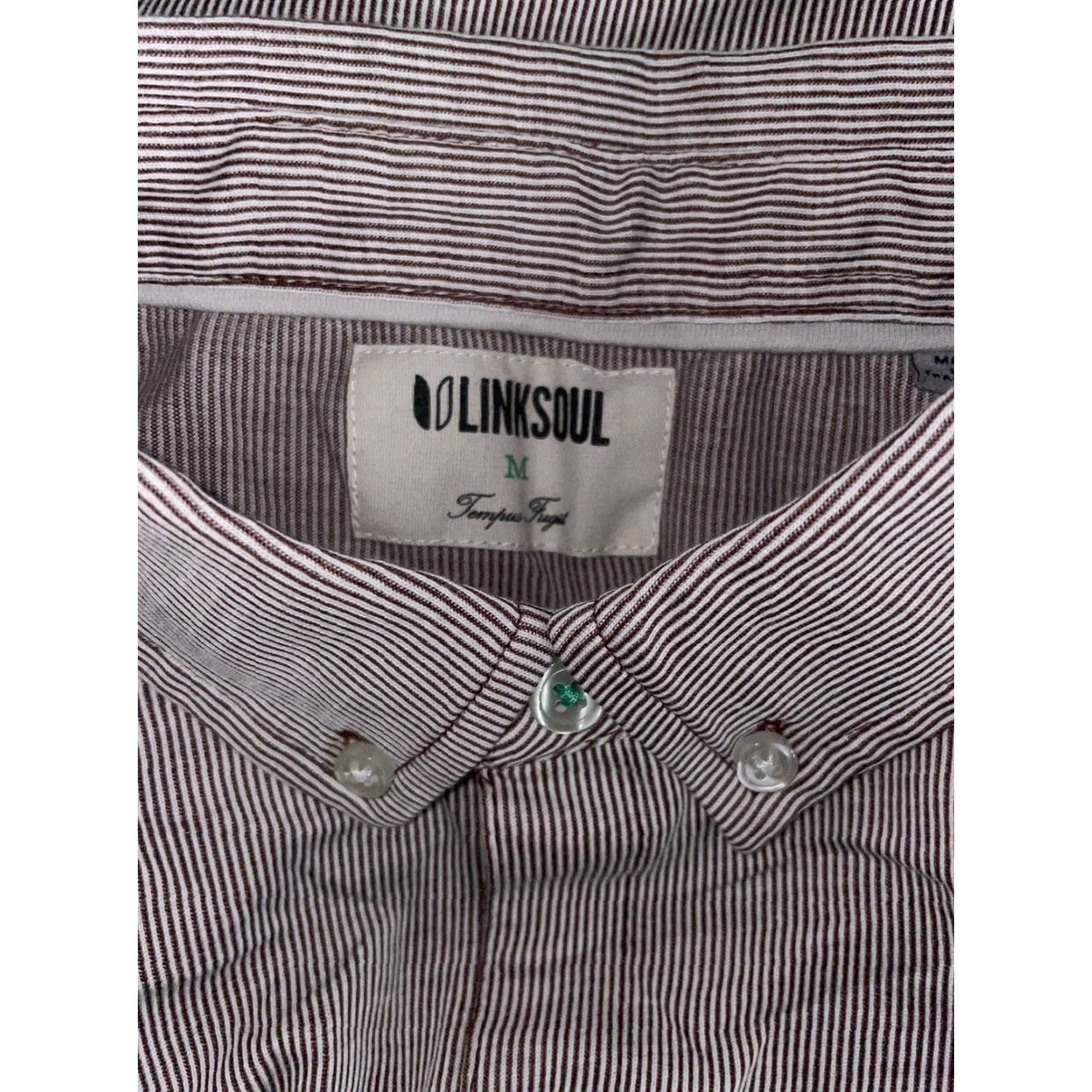 Vintage Linksoul Maroon Stripes Design Button Down Shirt Mens M Size US M / EU 48-50 / 2 - 6 Thumbnail