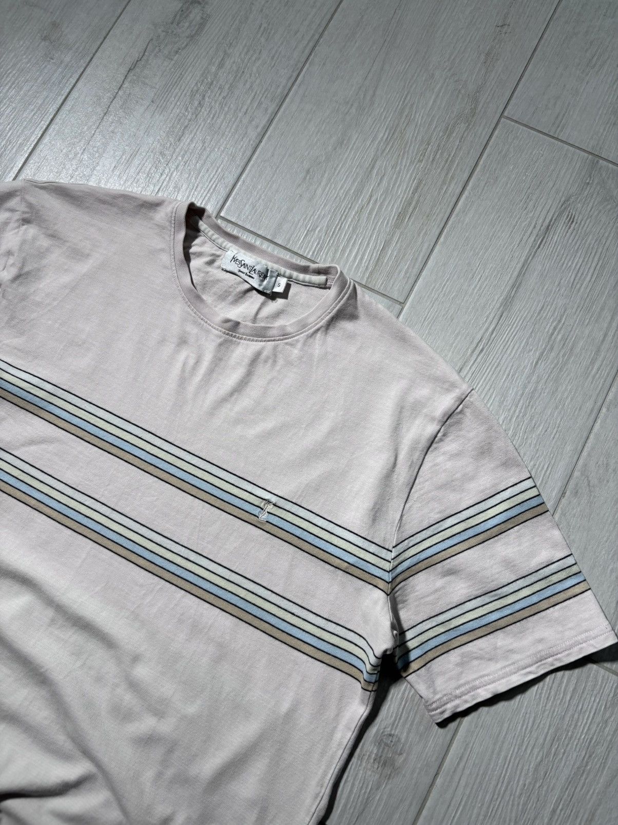 Yves Saint Laurent Yves Saint Laurent Tshirt Vintage YSL Logo Striped Size US S / EU 44-46 / 1 - 2 Thumbnail