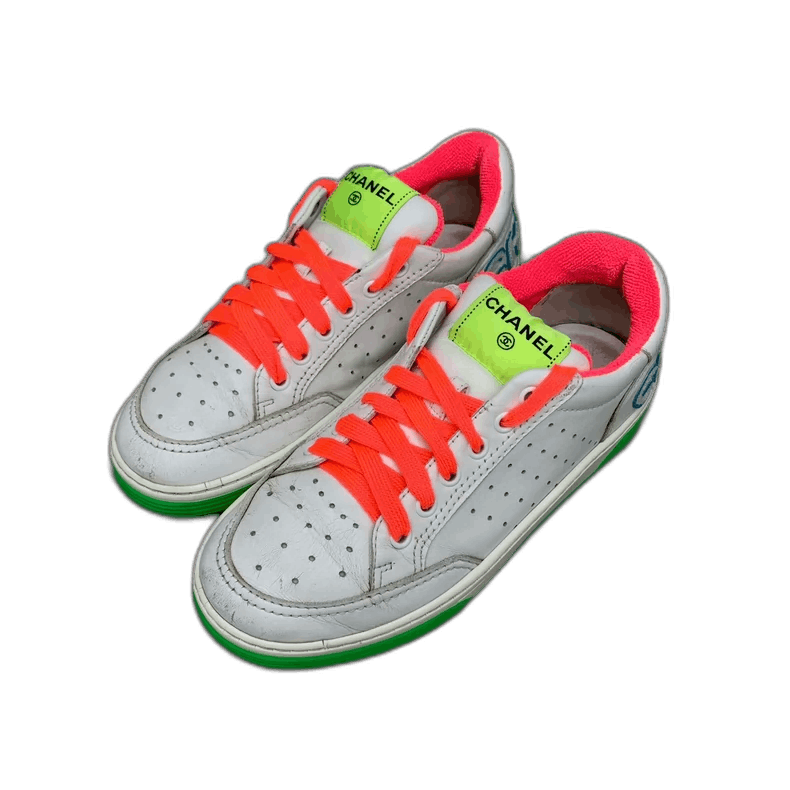 Chanel Chanel White Sneakers with Neon Accents Size US 8 / IT 38 - 1 Thumbnail