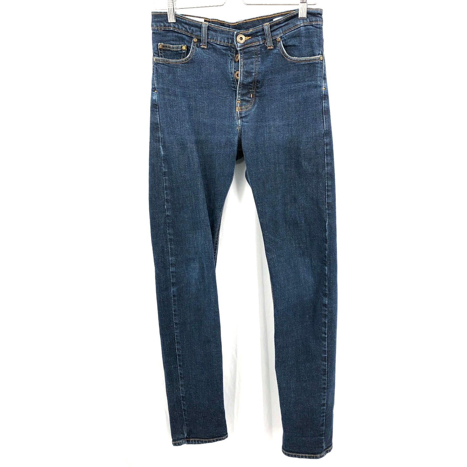 image of Vintage Outland Denim Ranger Button-Fly Slim-Fit Tapered Leg Jeans Blue 31 31X33 Mens in White