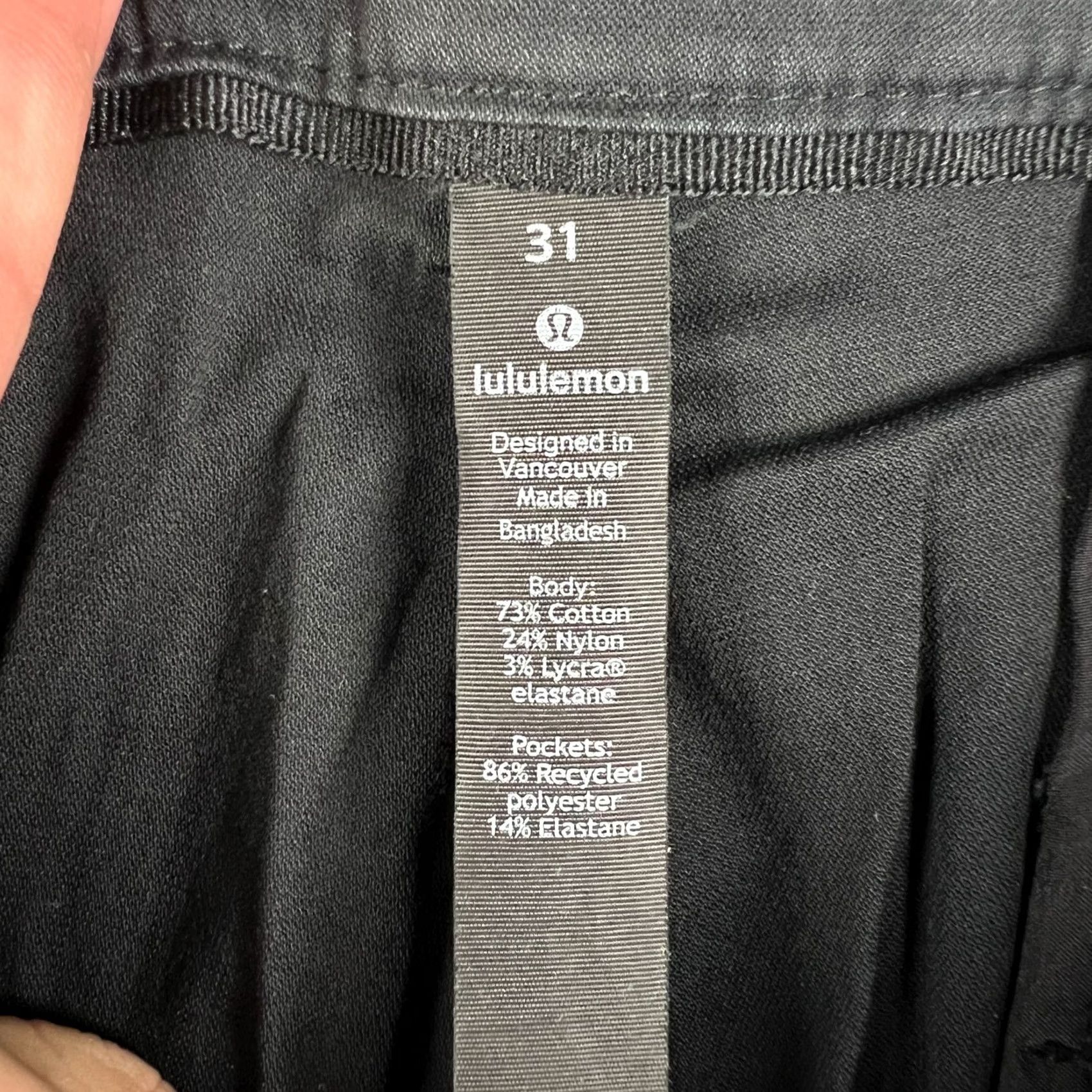 Lululemon Lululemon ABC Classic Fit Swift Cotton Pants Stretch 31x27 Black M5440S - Mens Size US 31 - 3 Thumbnail
