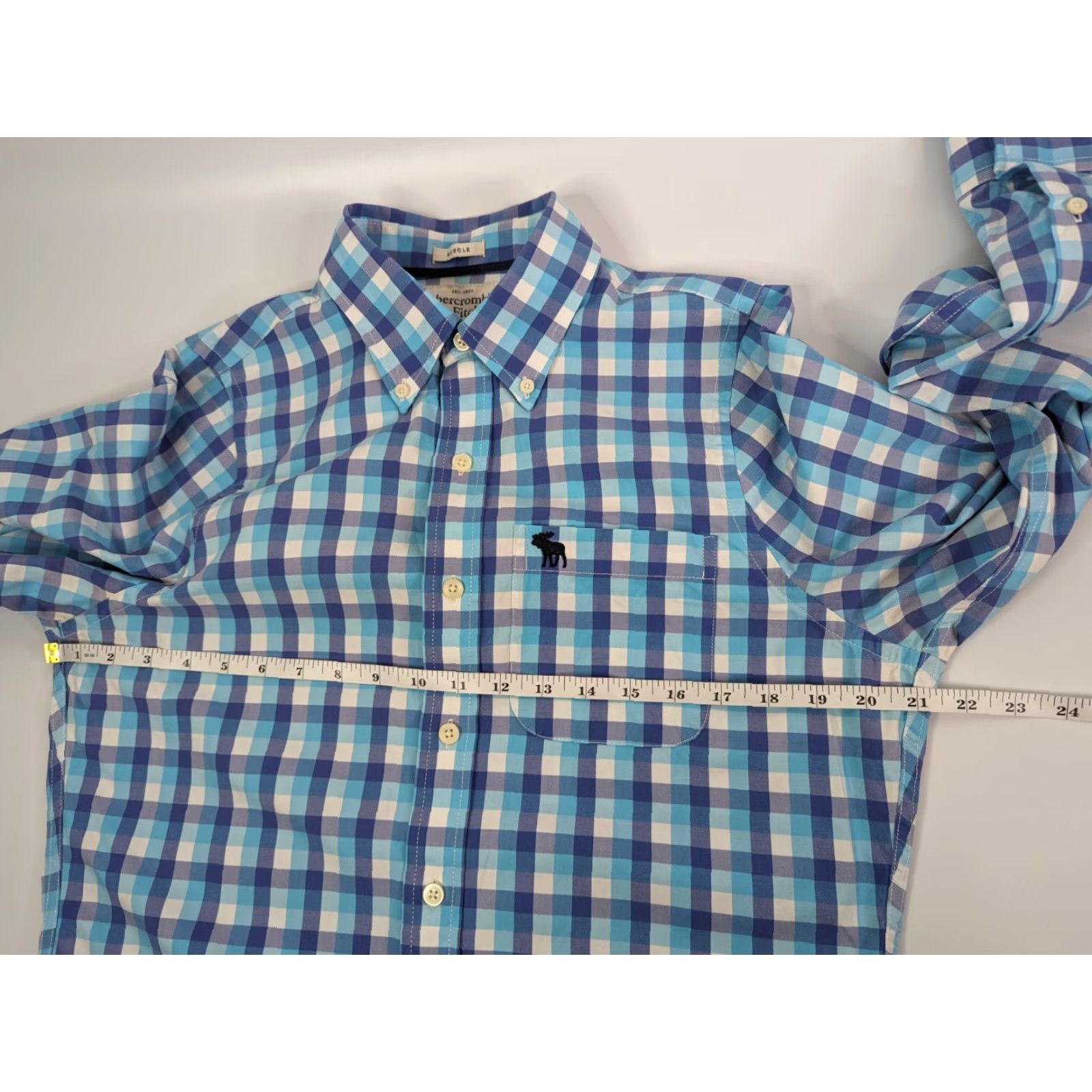 Abercrombie & Fitch Abercrombie & Fitch Button-Up Shirt Sz Medium Blue Check Muscle Fit Long Sleeve Casual Mens Size US M / EU 48-50 / 2 - 6 Thumbnail