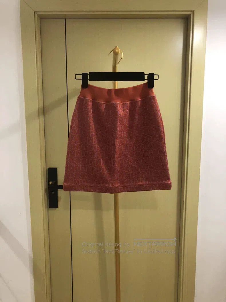Hermes Hermes Red Logo Printed Midi Skirt Size 24" / US 00 / IT 34 - 2 Thumbnail