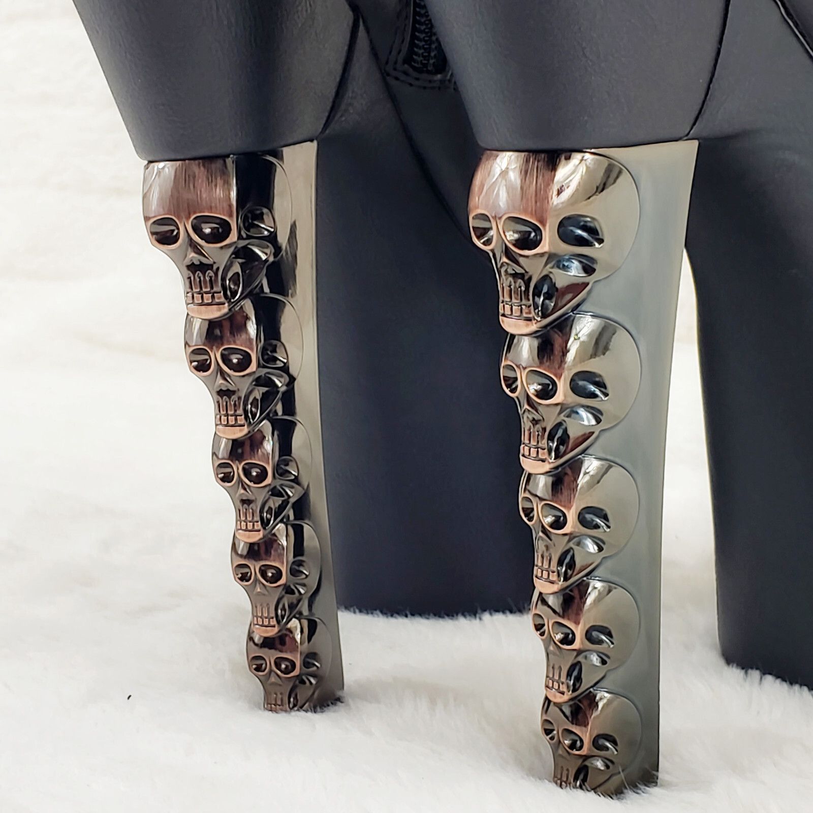 Other Voodoo 1005 Brush Metal Skull Stacked 7" High Heel Platform Size US 7 / IT 37 - 8 Thumbnail