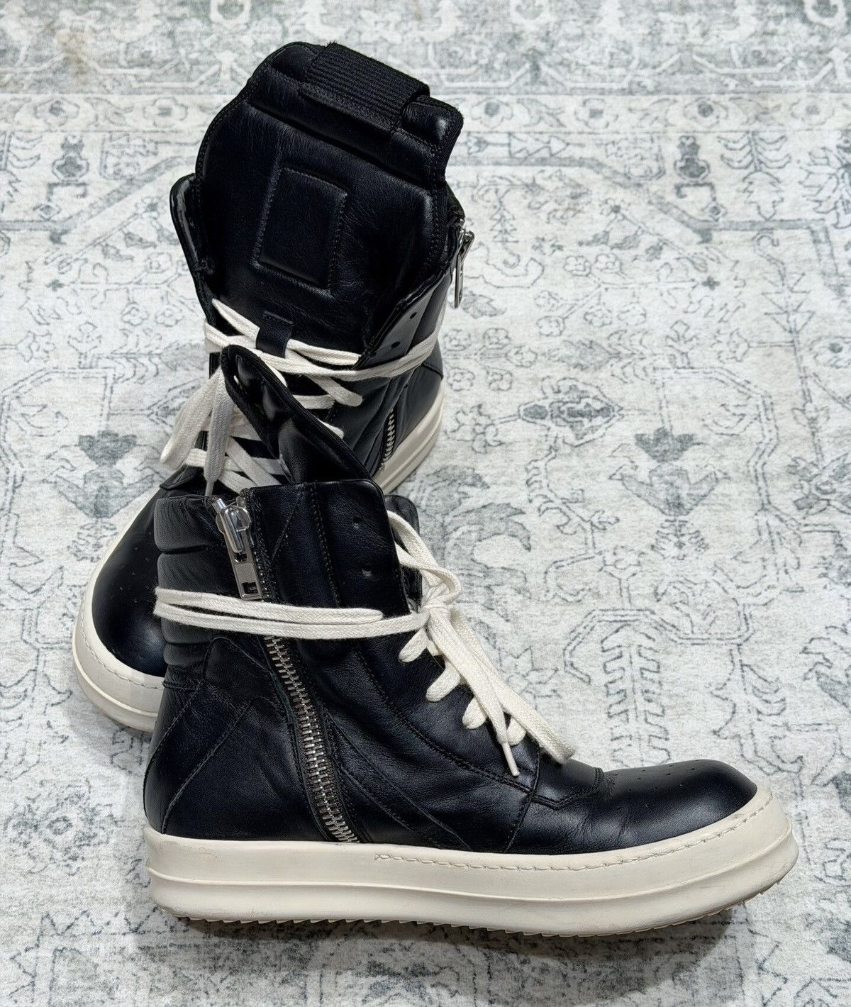 Rick Owens Rick Owens Geobasket black and white high-top glossy cowhide Size US 6.5 / IT 36.5 - 5 Thumbnail