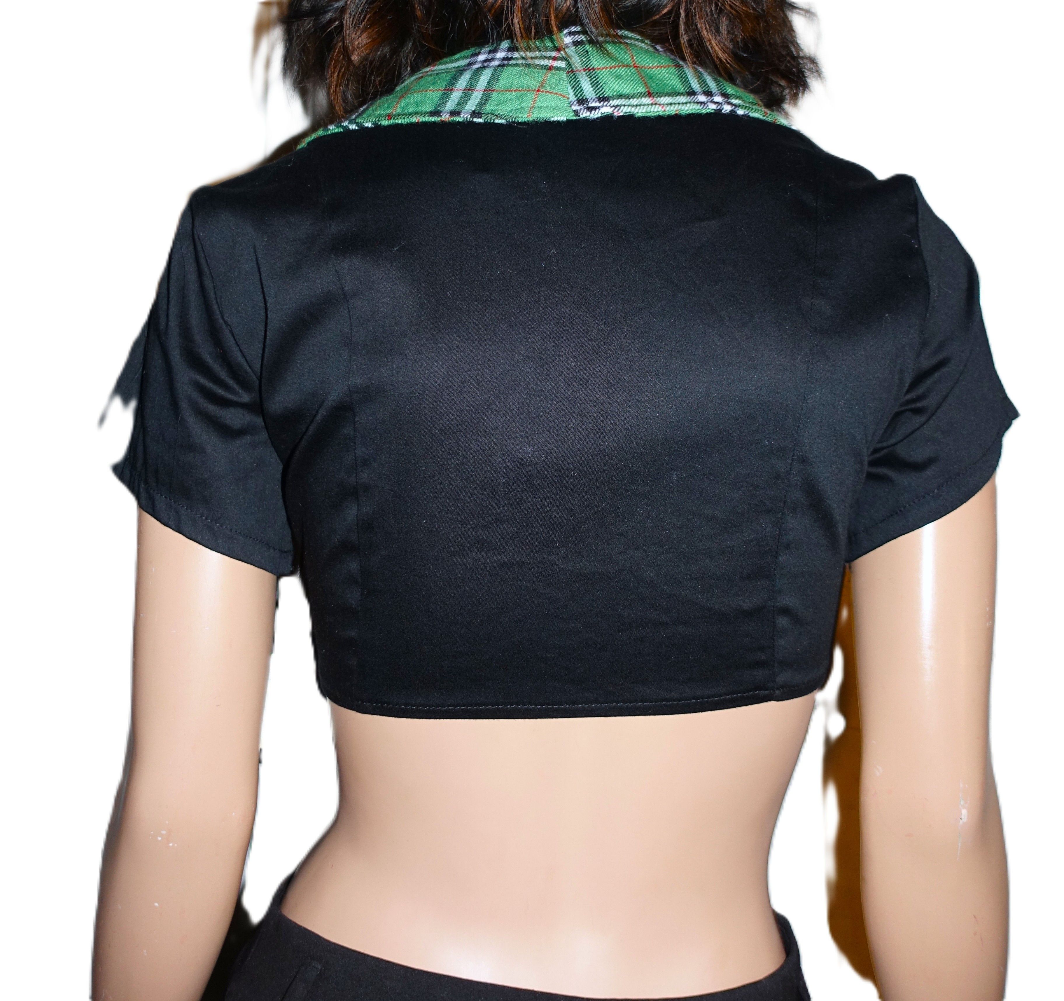 Other Bedroom Stories Green Black Plaid Cropped Top M NWT Size M / US 6-8 / IT 42-44 - 5 Thumbnail