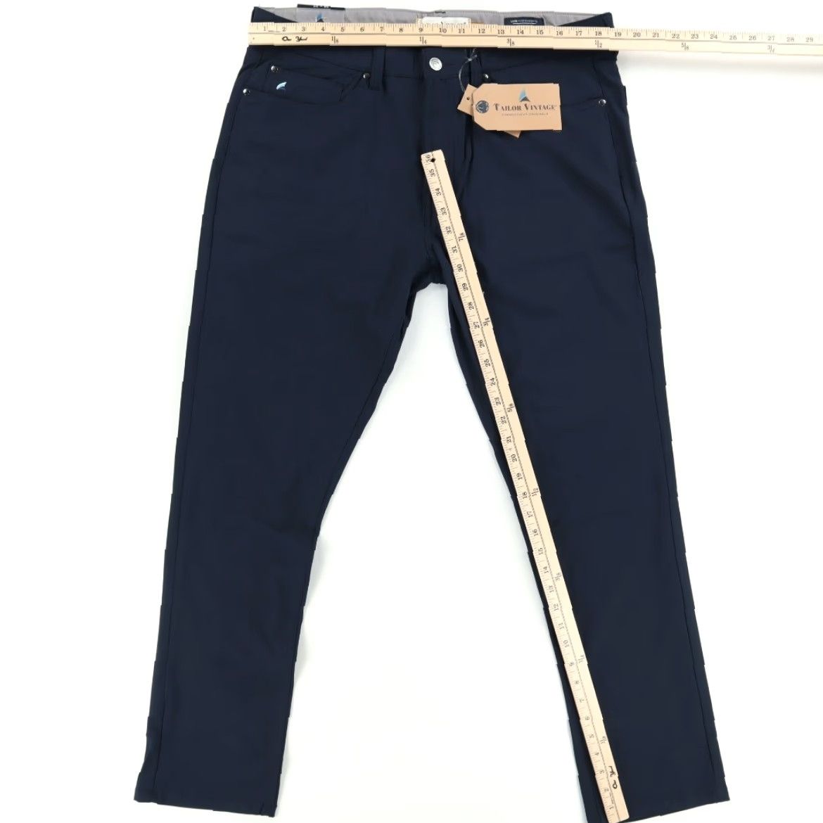 Vintage Tailor Vintage Luxeperformance Canaan Slim Fit Polyester Woven Chino Pants Navy Blue Men's 38 Size US 38 / EU 54 - 2 Thumbnail