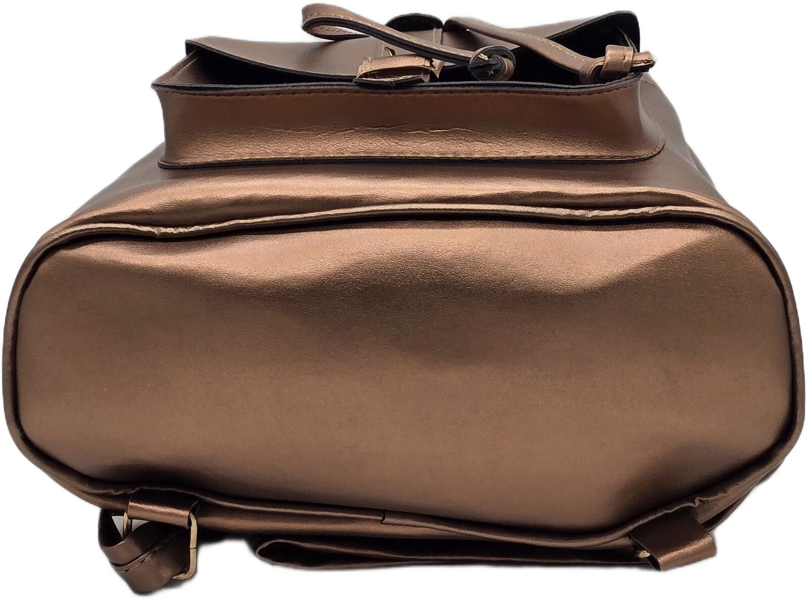 Genetic Manipulation Shinichiro Kuriya Metallic Bronze Faux Leather Backpack with Front Buckle Pock Size ONE SIZE - 4 Thumbnail