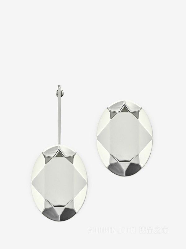 Alexander McQueen o1loc1c0625 Size:OS/Asymmetric Faceted Earrings in Silver Size ONE SIZE - 1 Thumbnail