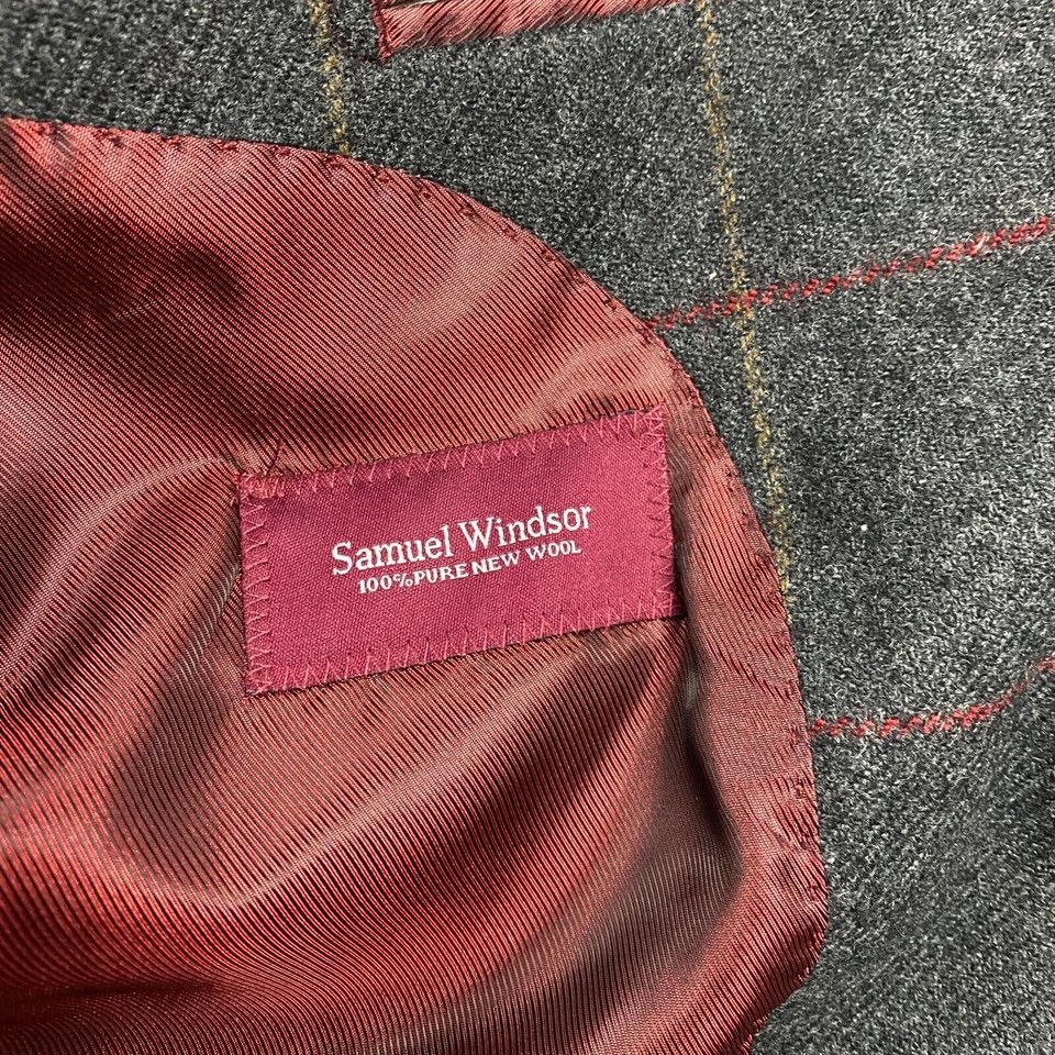 Other Samuel Windsor Blazer Men's 40L Window Pane Check 100% Wool Size 40L - 7 Thumbnail