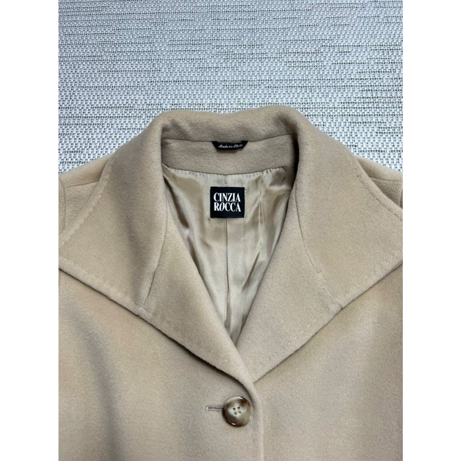 Cinzia Rocca Cinzia Rocca Coat Womens Car Coat Wool Beige 10 Single-Breasted Notch Lapel Pockets Button Casual Winter Fall Spring Regular Modern Vintage: No Size L / US 10 / IT 46 - 3 Thumbnail