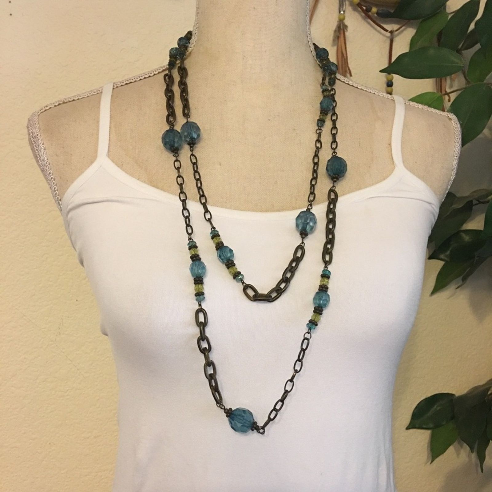 Vintage Vintage crackle glass bead brass tone necklace Size ONE SIZE - 3 Thumbnail