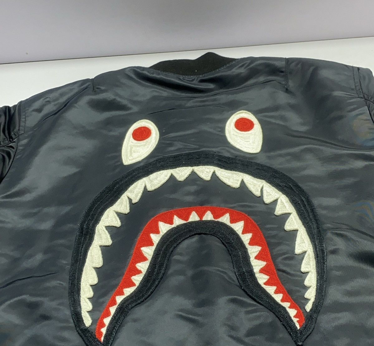 Bape A Bathing Ape (BAPE) Shark MA-1 jacket in black nylon Size US L / EU 52-54 / 3 - 11 Thumbnail