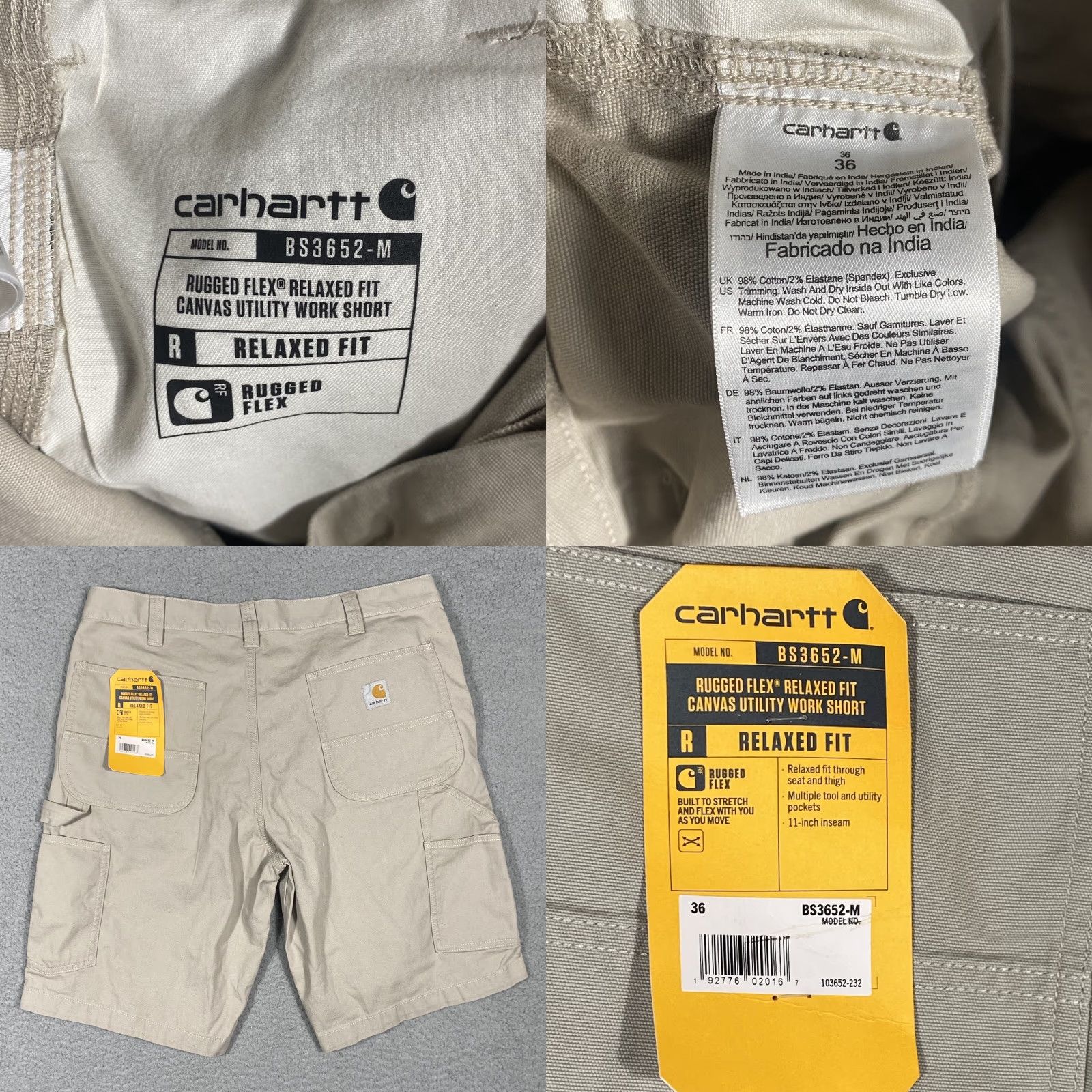 Carhartt Carhartt Cargo Rugged Flex Relax Fit Canvas Utility Work Short Size 42 Beige Men Regular Cargo Pockets Workwear Summer Spring Fall NEW! Size US 42 / EU 58 - 8 Thumbnail