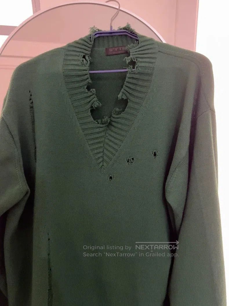 Yohji Yamamoto Yohji Yamamoto S'YTE Distressed V-Neck Sweater. Size US M / EU 48-50 / 2 - 1 Thumbnail