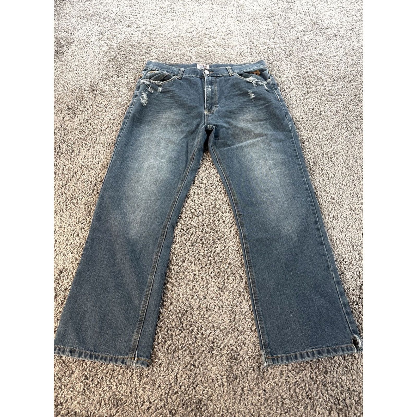 Phat Farm VINTAGE Phat Farm Jeans Mens 34x28 Baggy Dark Wash Embroidered Distressed 90s Mens Size US 34 / EU 50 - 2 Thumbnail