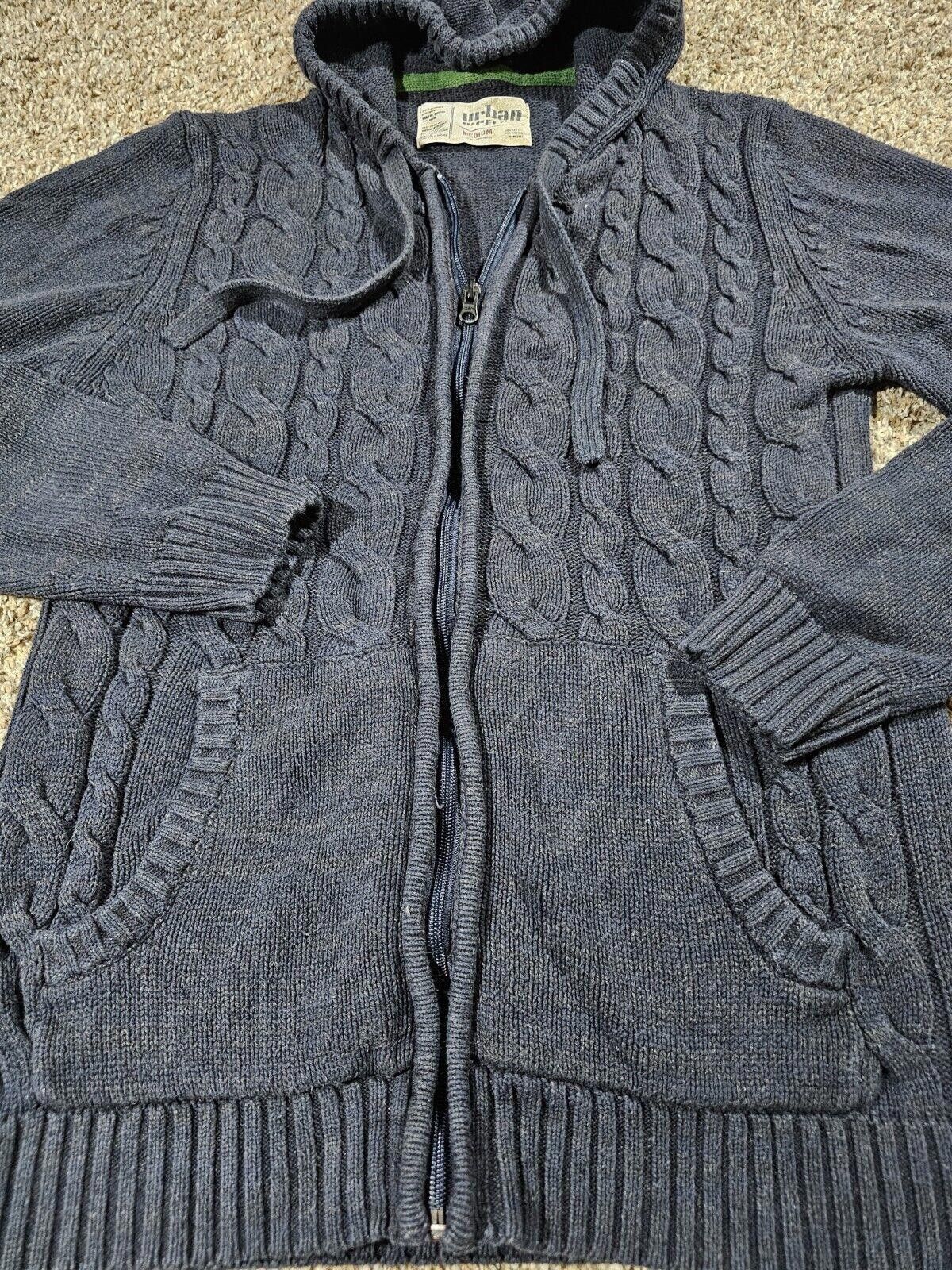 Urban Pipeline Urban Pipeline Medium Cable Knit FullZip Hooded Sweater Blue Size M / US 6-8 / IT 42-44 - 2 Thumbnail