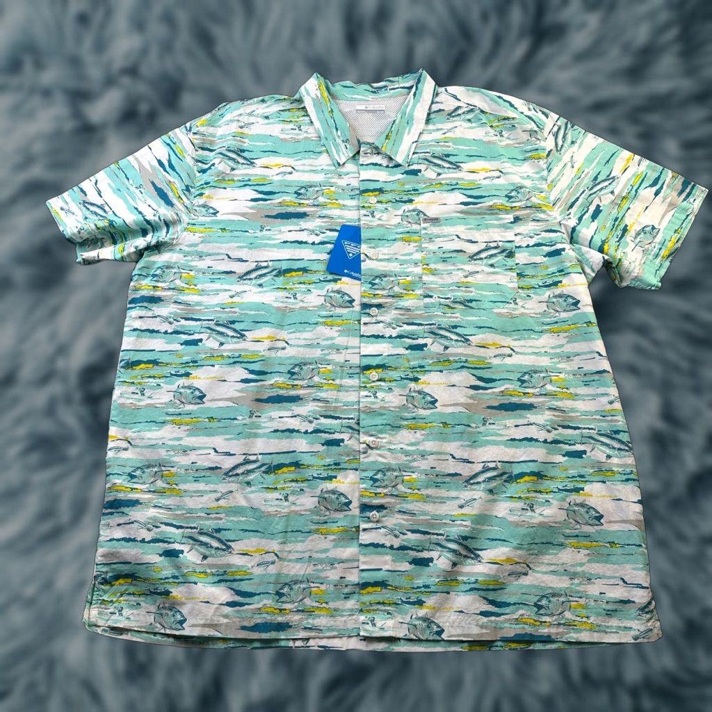 Vintage Columbia PFG Shirt Mens 3XL Green Trollers Best Vented Button Up Fishing Shirt Casual Mens Size US XXL / EU 58 / 5 - 1 Thumbnail