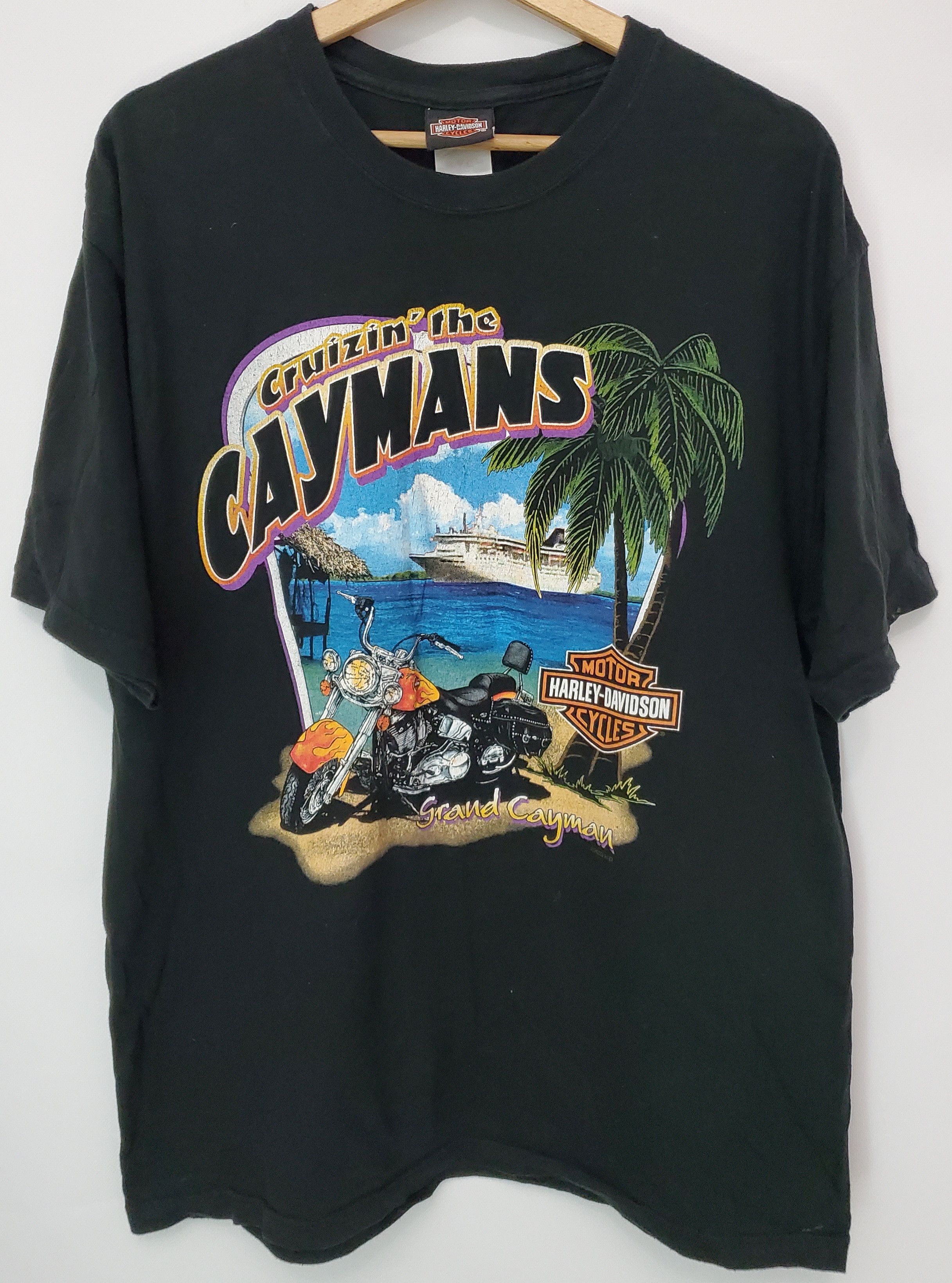 Vintag HARLEY DAVIDSON CRUZIN' THE CAYMANS CRUISE SHIP sz L