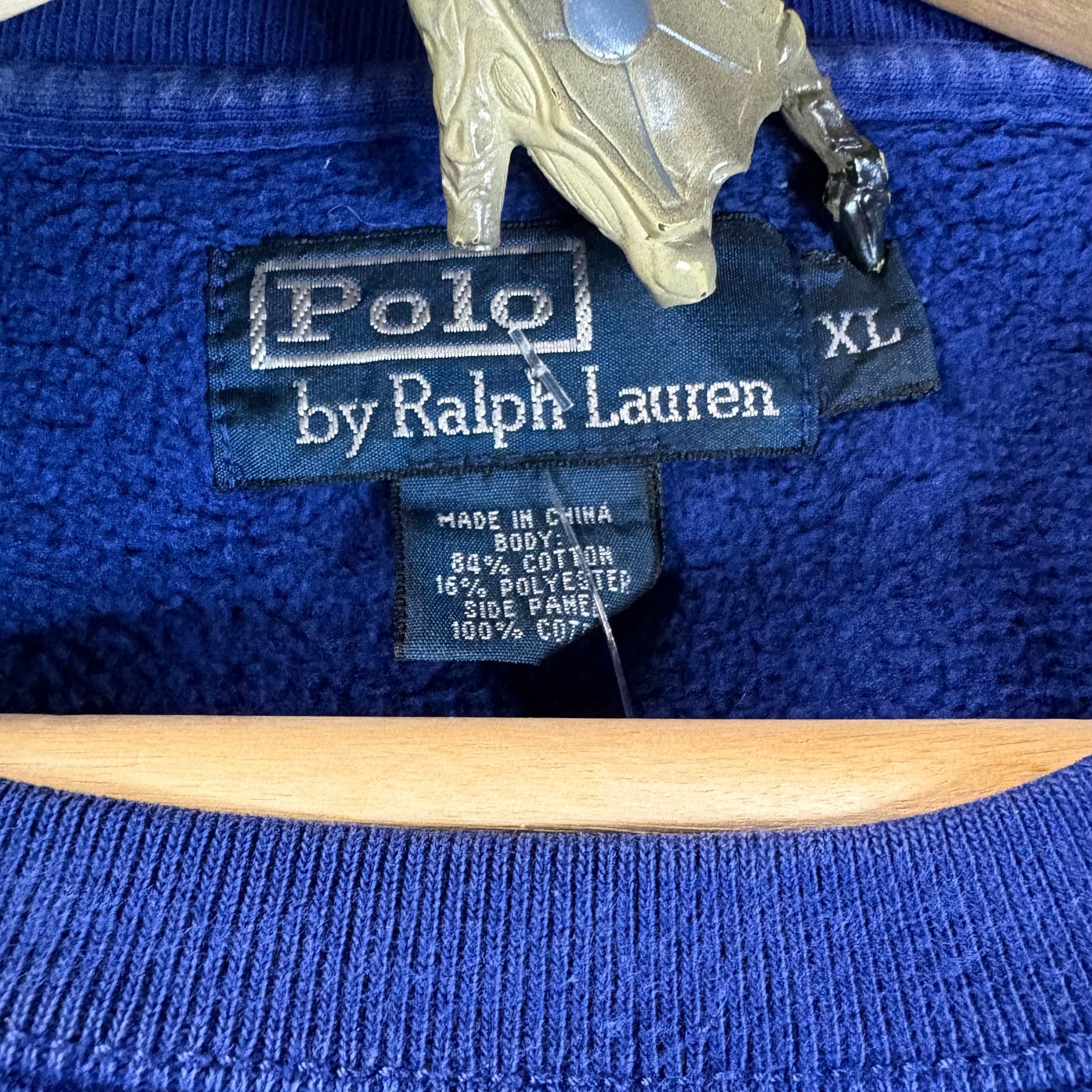 Polo Ralph Lauren Polo Ralph Lauren Royal Blue Fleece Crewneck Sweatshirt Size US XL / EU 56 / 4 - 2 Thumbnail