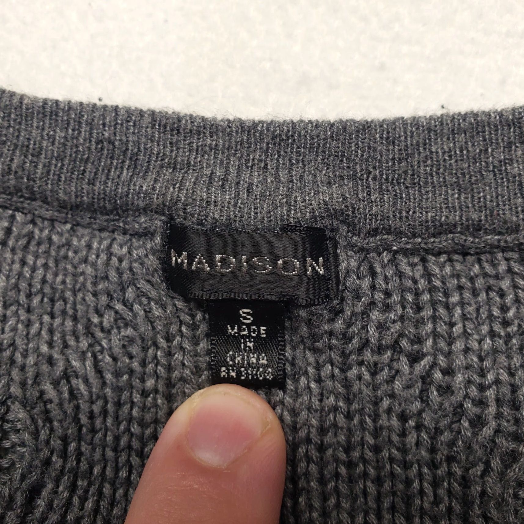 Madison Madison Dress Solid Gray Short Sleeve Midi Knit Square Neck Adult Womens S Small Size 28" / US 6 / IT 42 - 3 Thumbnail