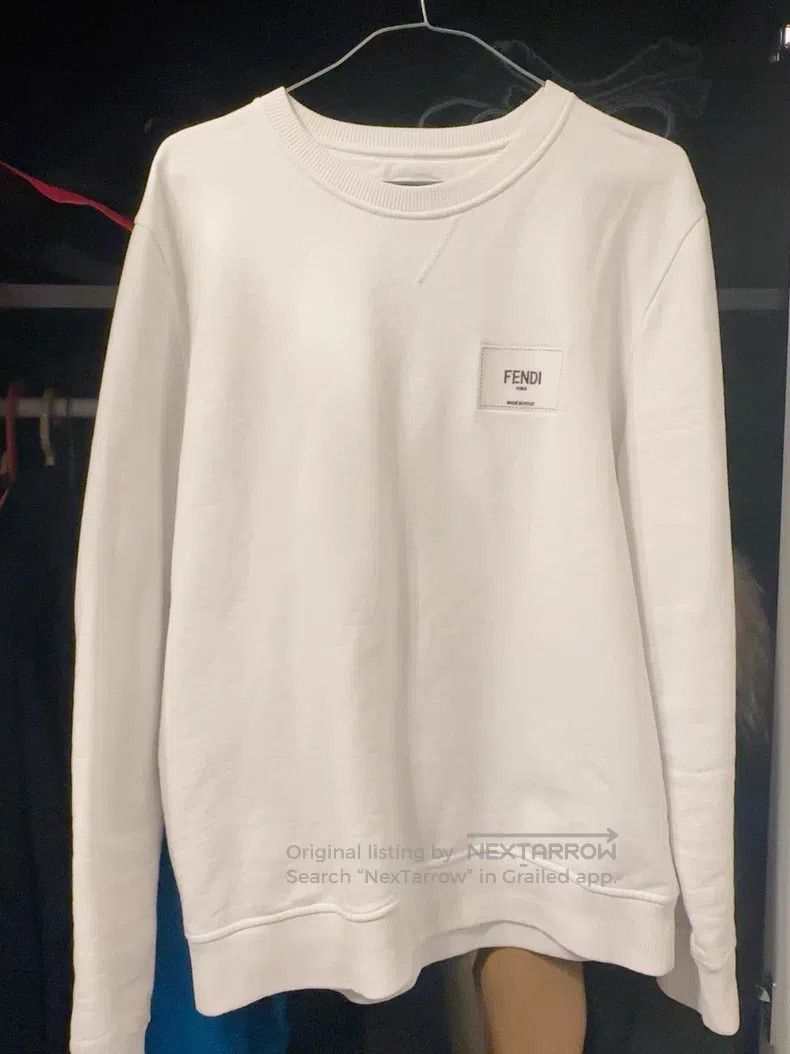Fendi Fendi White crew-neck sweatshirt Size L / US 10 / IT 46 - 1 Thumbnail