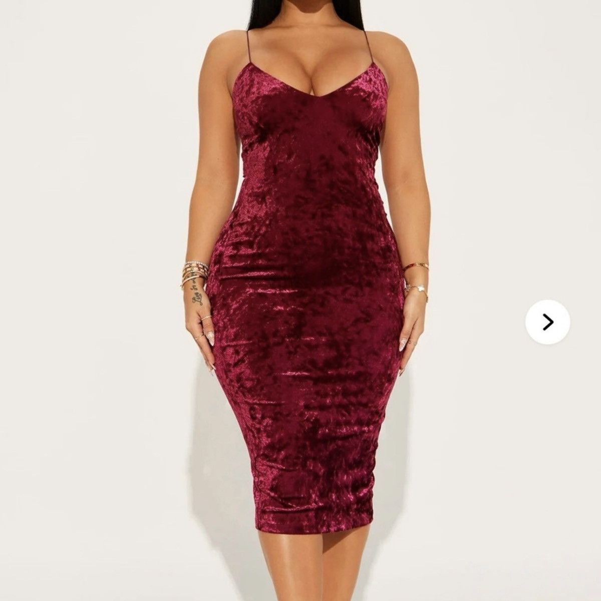 Other Red Velvet Midi Dress Size S / US 4 / IT 40 - 1 Thumbnail