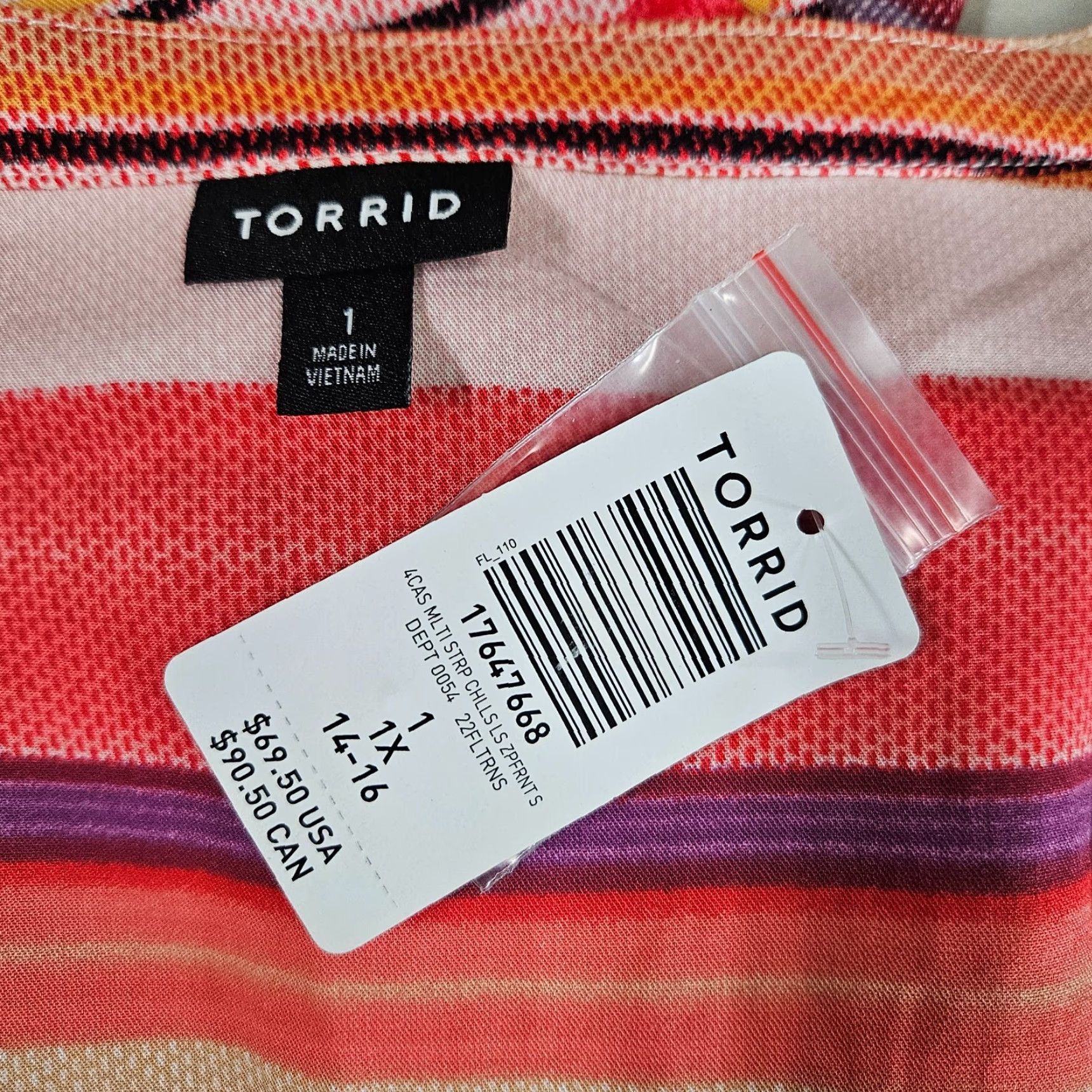Torrid Torrid Shirt Dress Zip Front Women Pink Purple Striped Mini Challis Rayon Spandex Knee Length Size 1 Size XS / US 0-2 / IT 36-38 - 6 Thumbnail
