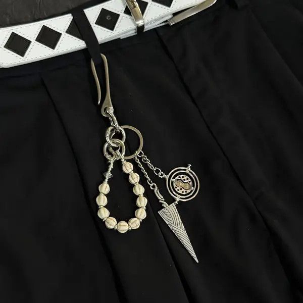 Jewelry Black Native American Style Keychain with Beads and Charms Size ONE SIZE - 1 Thumbnail
