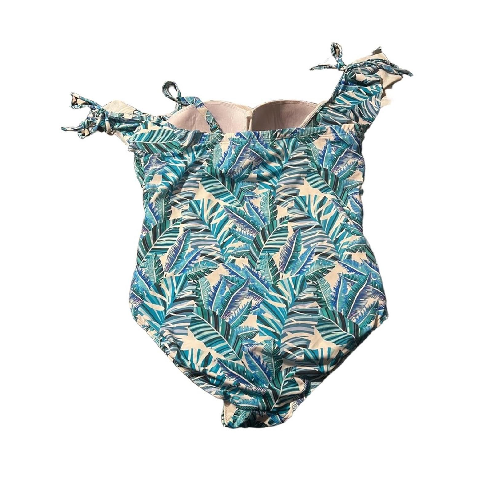Other 2-3X One-Piece Swimsuit Tropical Off-Shoulder Tummy Control Size ONE SIZE - 3 Thumbnail