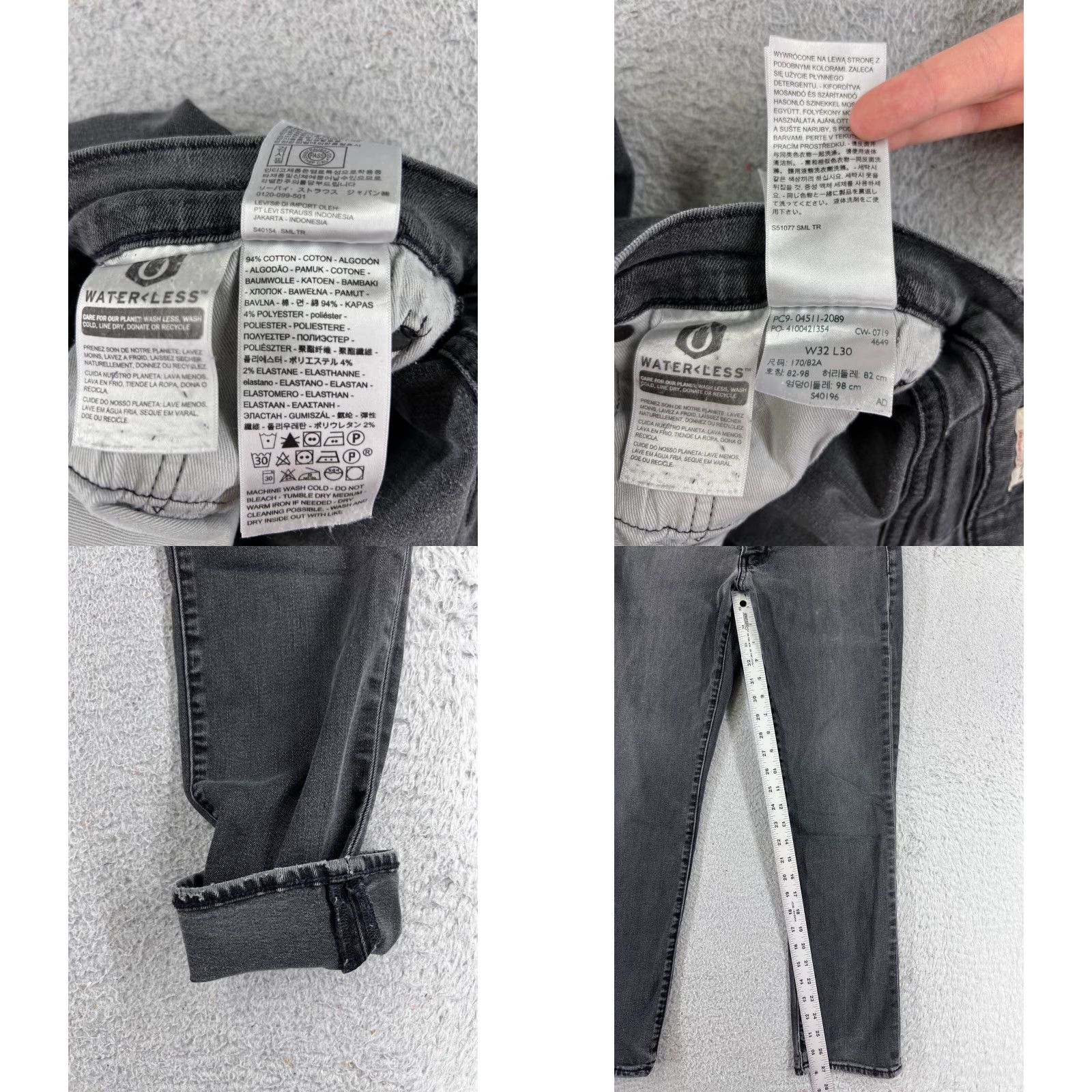 Levi's Levis 511 Jeans Adult 32 Black Denim Cotton Blend Premium 30x27 Levis Pants Regular 5-Pocket Design Jeans Mens Size US 32 / EU 48 - 8 Thumbnail