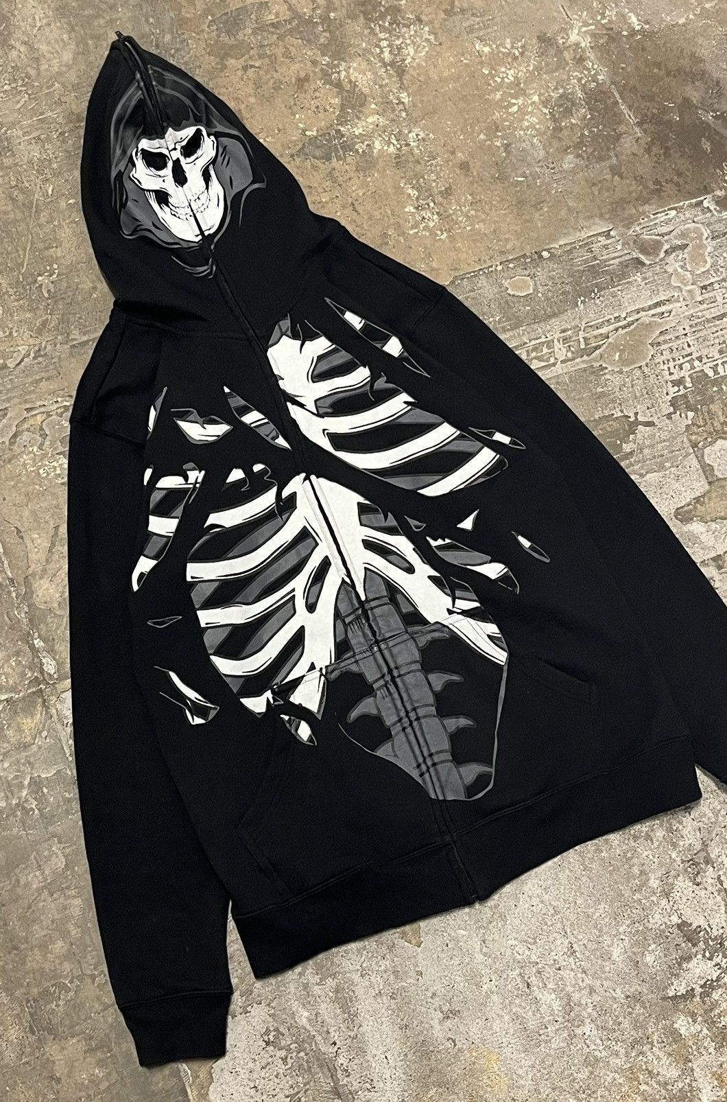 Vintage Skeleton full zip skater hoodie grunge emo cybery2k goth Size US L / EU 52-54 / 3 - 2 Thumbnail