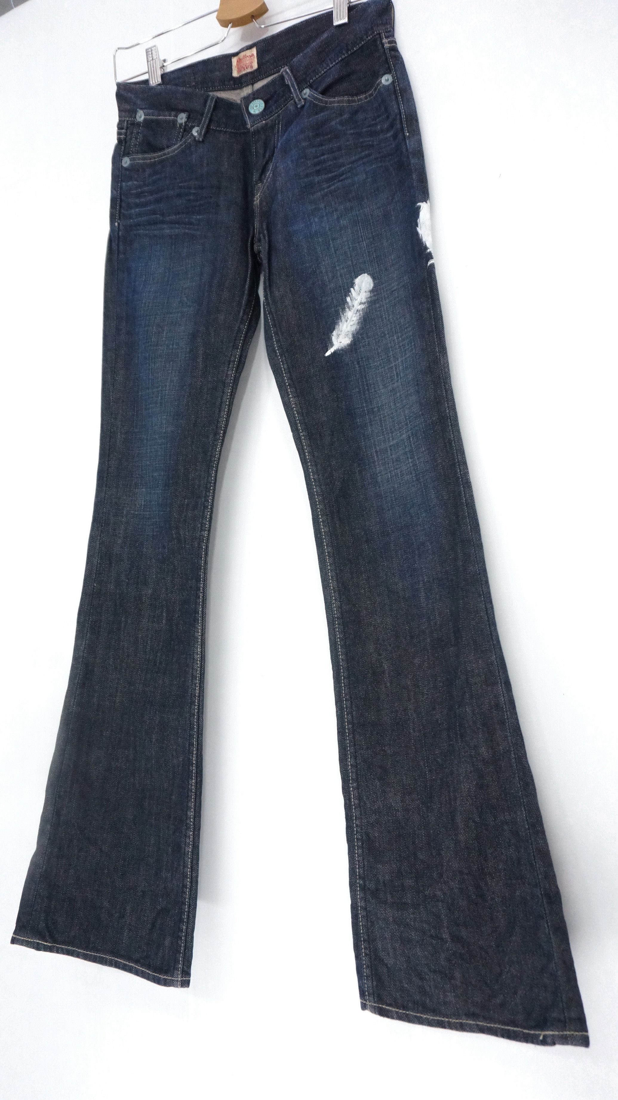 Levi's 💥 Rare Levis Women Red Loop Japan Flare Indigo Jeans Size 27" / US 4 / IT 40 - 4 Thumbnail