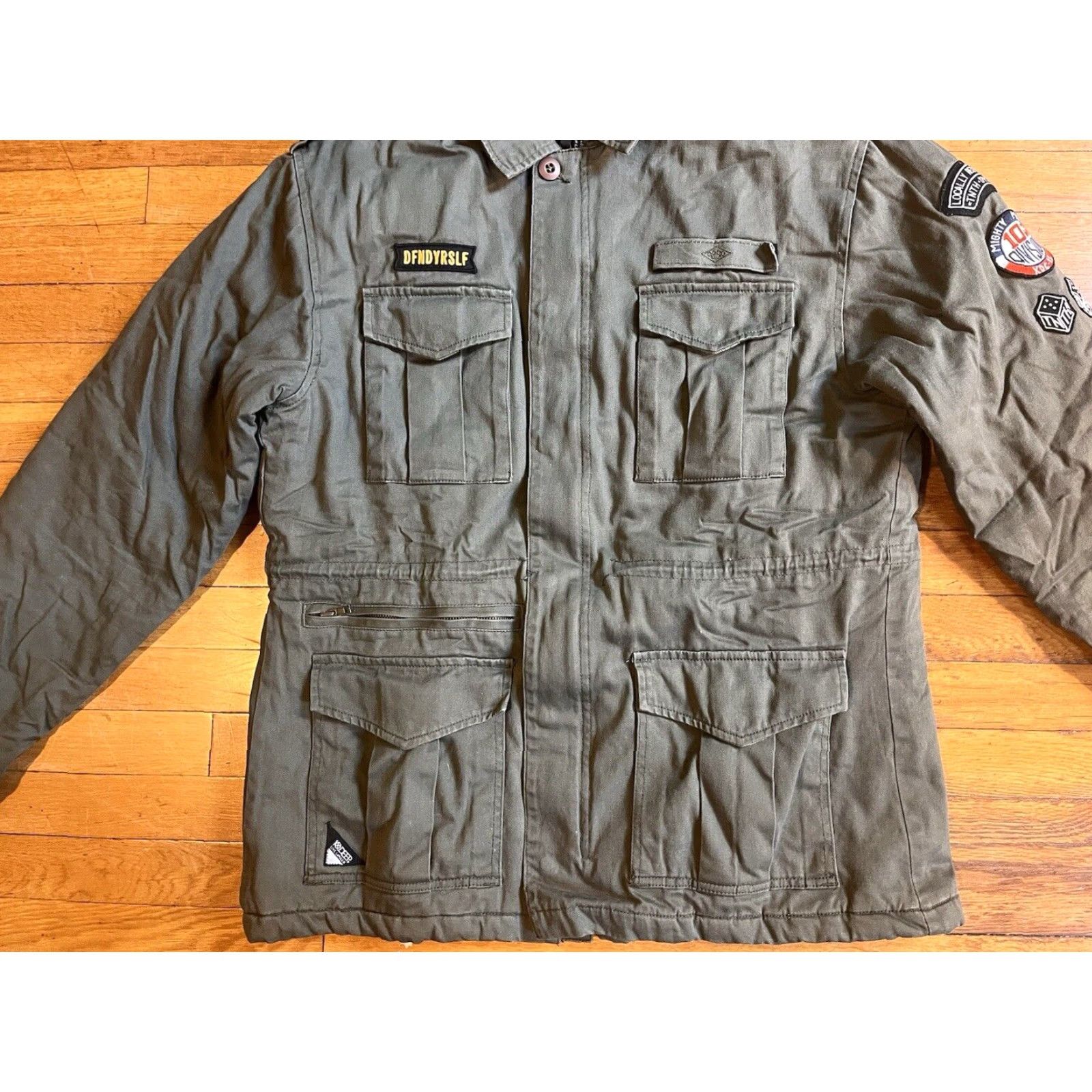 Vintage 10 Deep Army Jacket Men’s XL Green Solid Regular Military Jacket Mens Size US XL / EU 56 / 4 - 3 Thumbnail