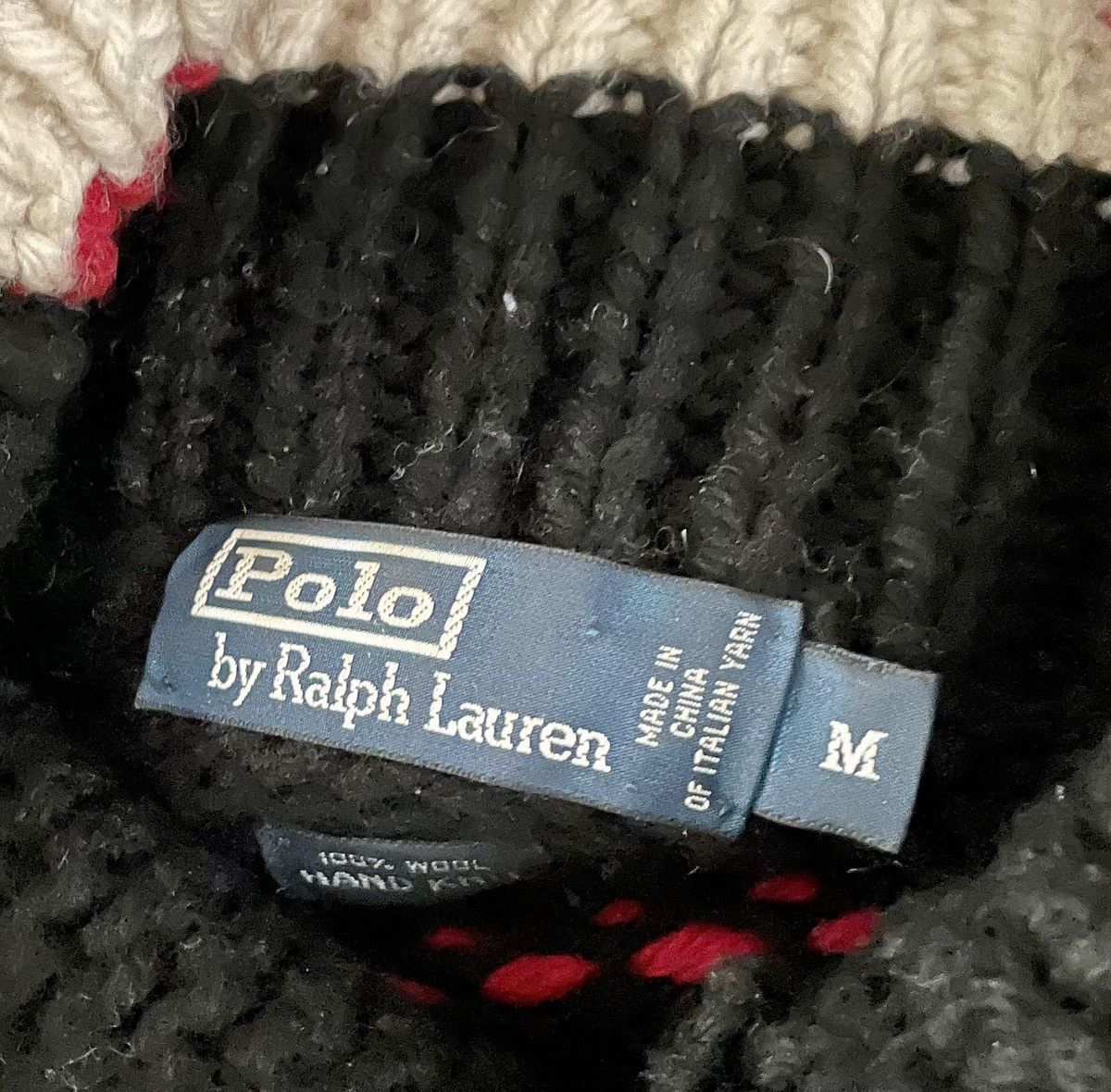 Polo Ralph Lauren × Ralph Lauren × Vintage Ralph Lauren Aztec Pattern Hand Knit Chunky Wool Sweater M Size US M / EU 48-50 / 2 - 2 Thumbnail