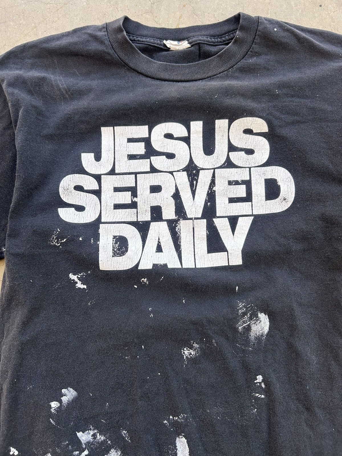 Other Y2K Jesus Served Daily Paint Thrashed T Shirt Size US S / EU 44-46 / 1 - 2 Thumbnail