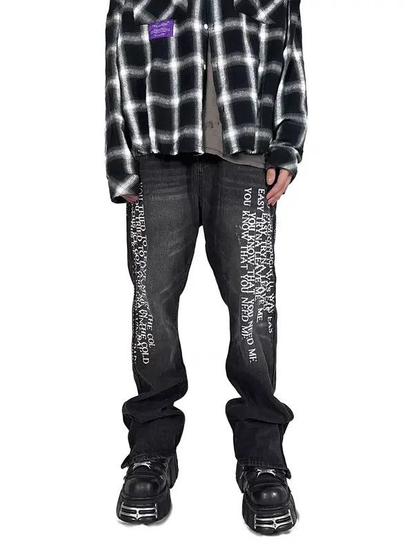 Jean Washed lumberjack workwear leg zip micro flare jeans Size US 28 / EU 44 - 6 Thumbnail