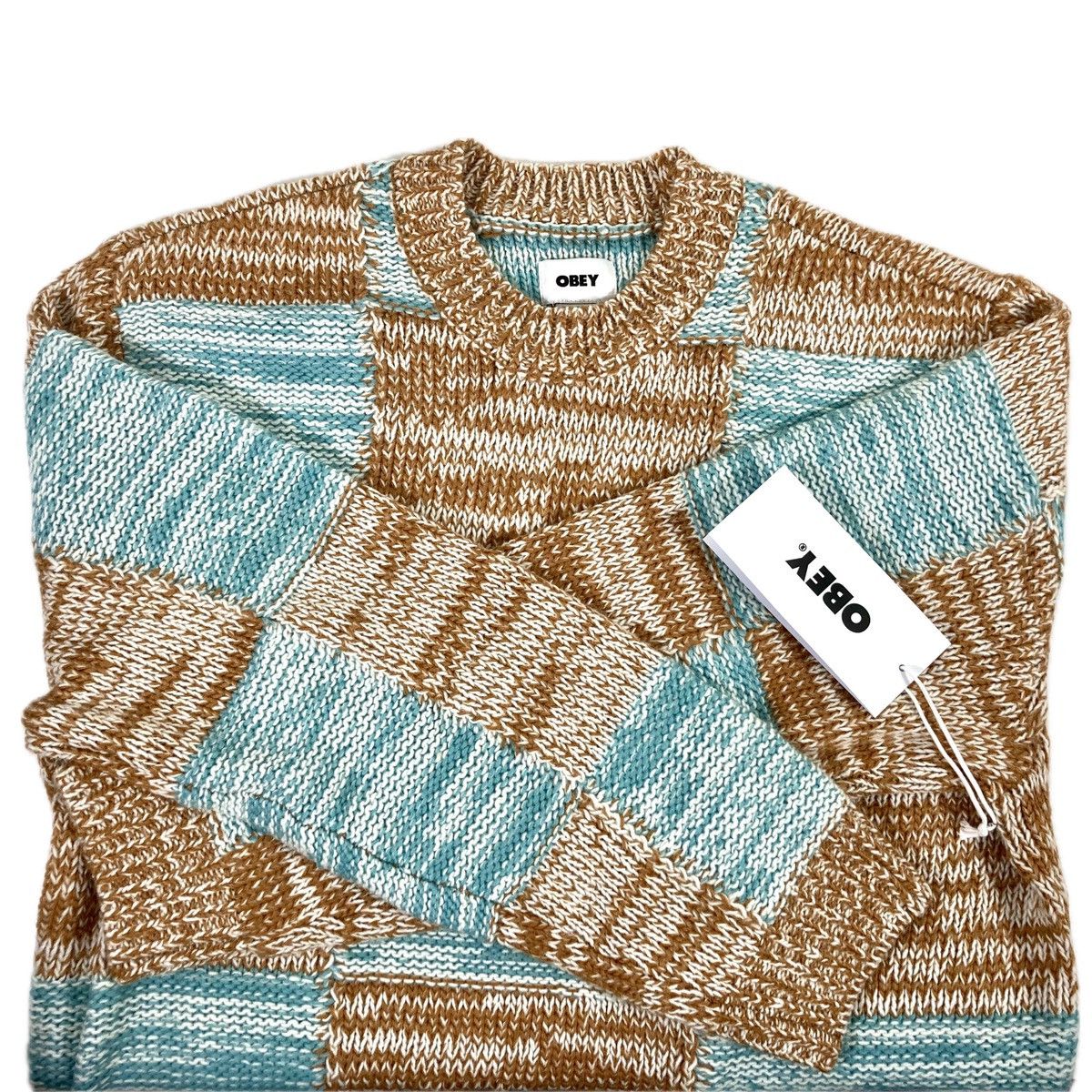 Obey OBEY Dominic Checkerboard Crew Neck Sweater Large NEW Size US L / EU 52-54 / 3 - 3 Thumbnail