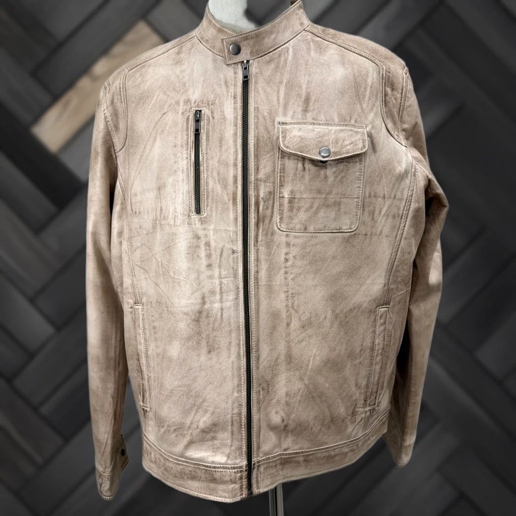 Vintage VINTAGE Men's Italian Sheepskin Genuine Leather Jacket Premium Soft Beige Coat Size L Size US L / EU 52-54 / 3 - 1 Thumbnail